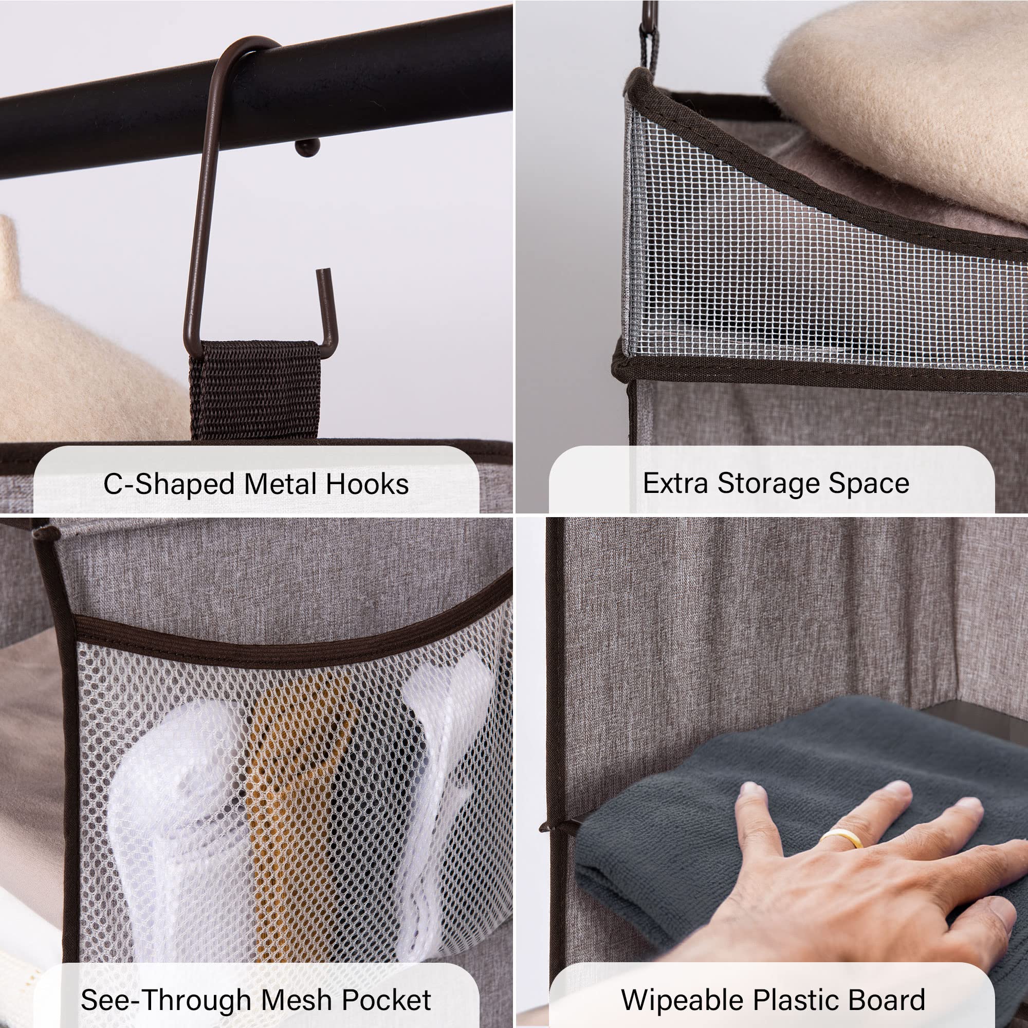 Storageworks Hanging Closet Organizer, 3-Shelf Hanging Closet Shelves With Top Shelf, 12'' W X 12'' D X 35 ''H, Extra-Large Spac