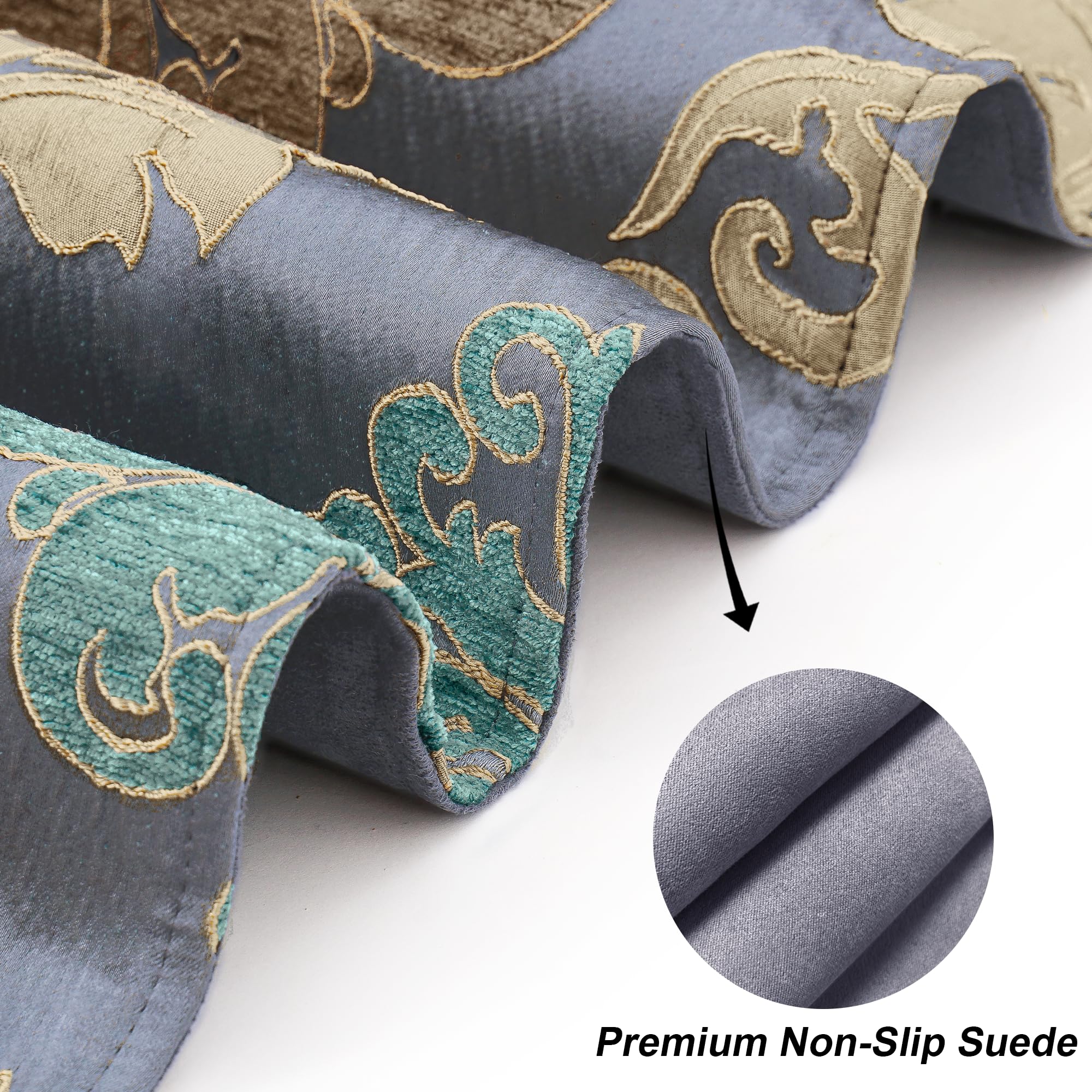 Loom And Mill Luxury Table Runner 72 Inches Long, Traditional Damask Jacquard Table Runners With Handmade Multi-Tassels For Dini