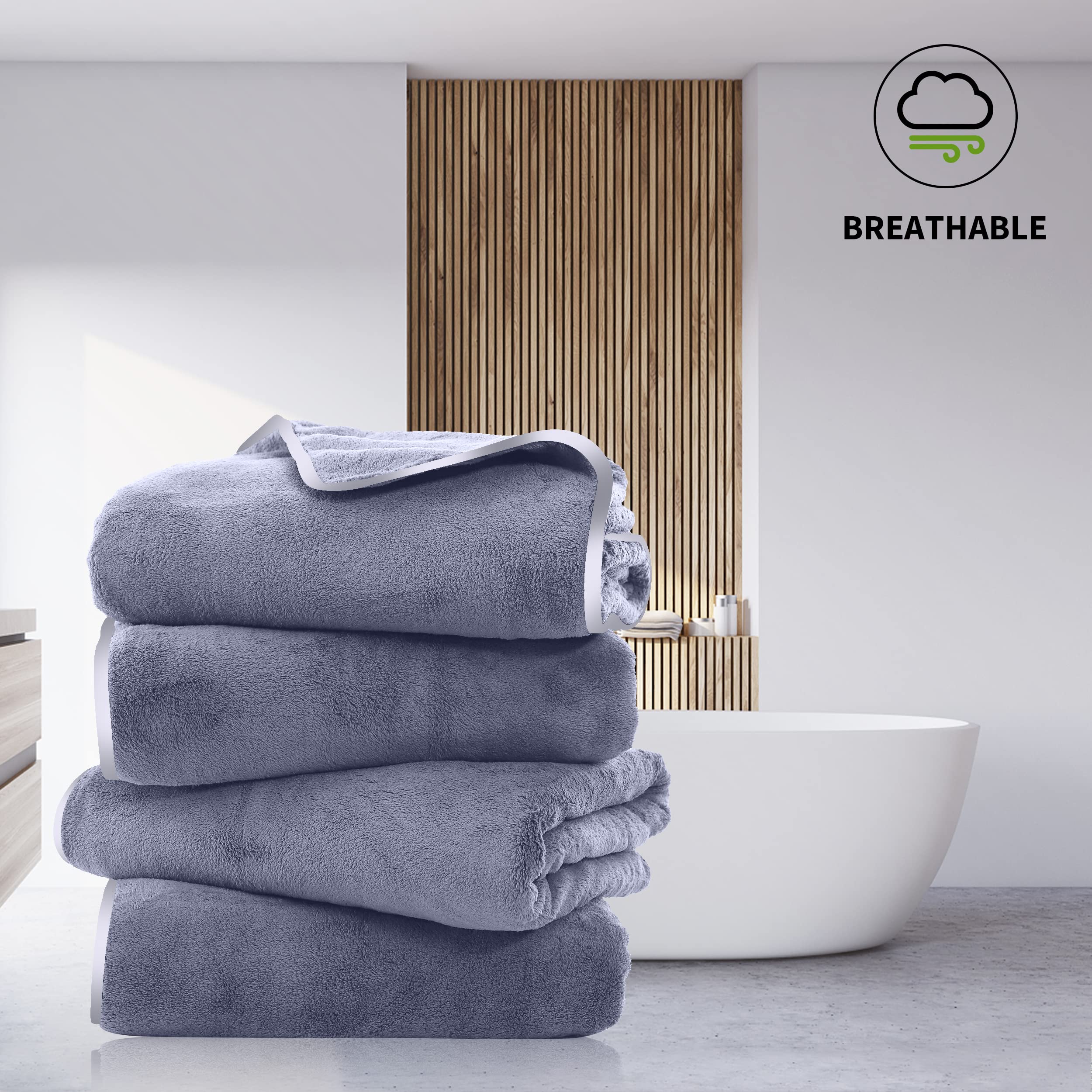 Cosy Family Microfiber 4 Pack Bath Towel Set  Lightweight and Quick Drying  Ultra Soft Highly Absorbent Towels for Bathroom  Gym  Hotel  Beach and Spa (Light Teal)