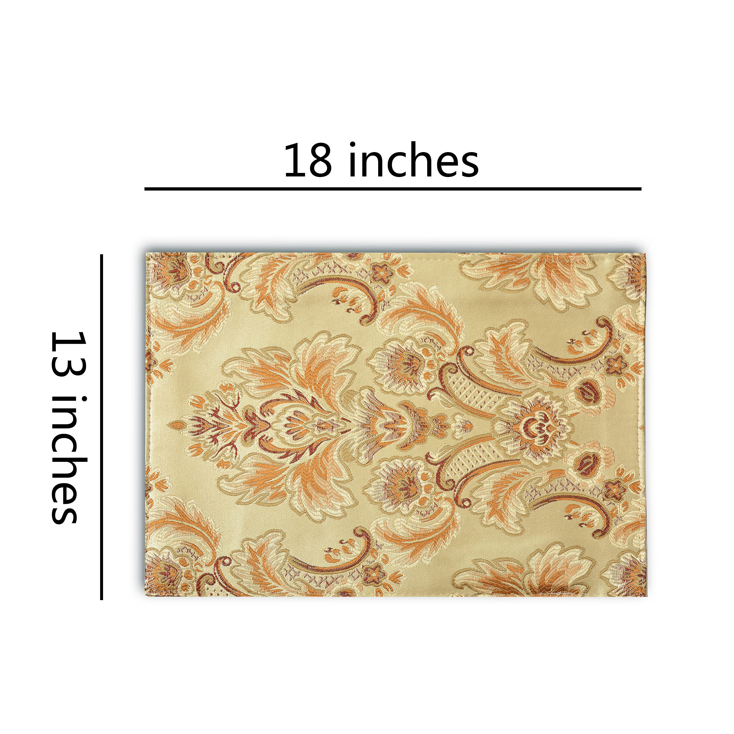 Nysmxf Gold Table Runner Luxury Thick Lined Damask Christmas Holiday Lace Beaded Cloth Runners (Gold, 6 Piece 13  18 Placements)