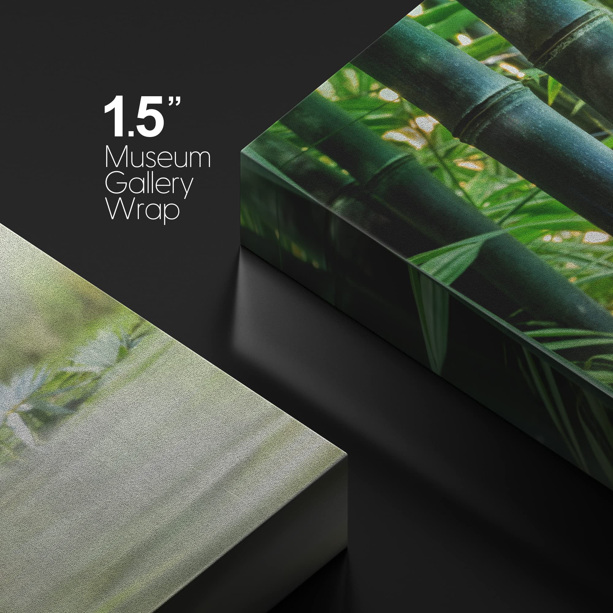 Wall26 Canvas Print Wall Art Water Lily, Zen Stones, Candle & Bamboo Forest Floral Nature Digital Art Modern Art Rustic Scenic R