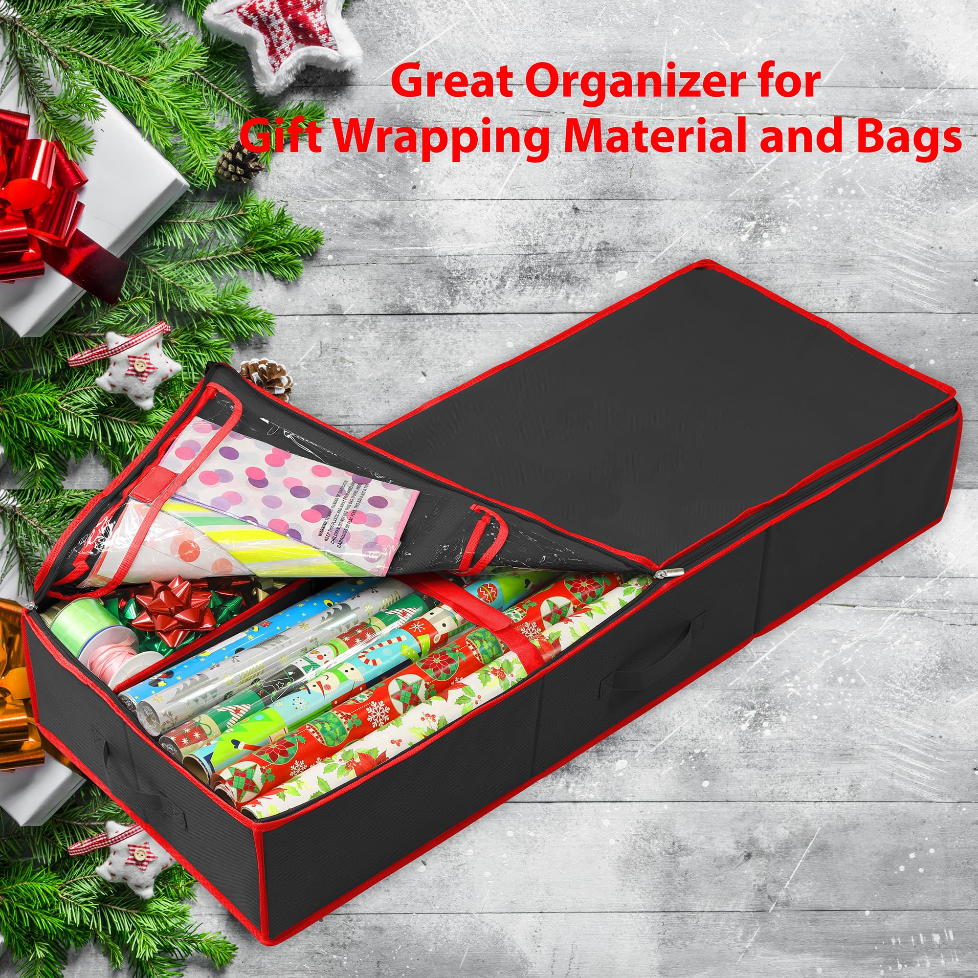Simple Houseware Wrapping Paper Storage Container, Black