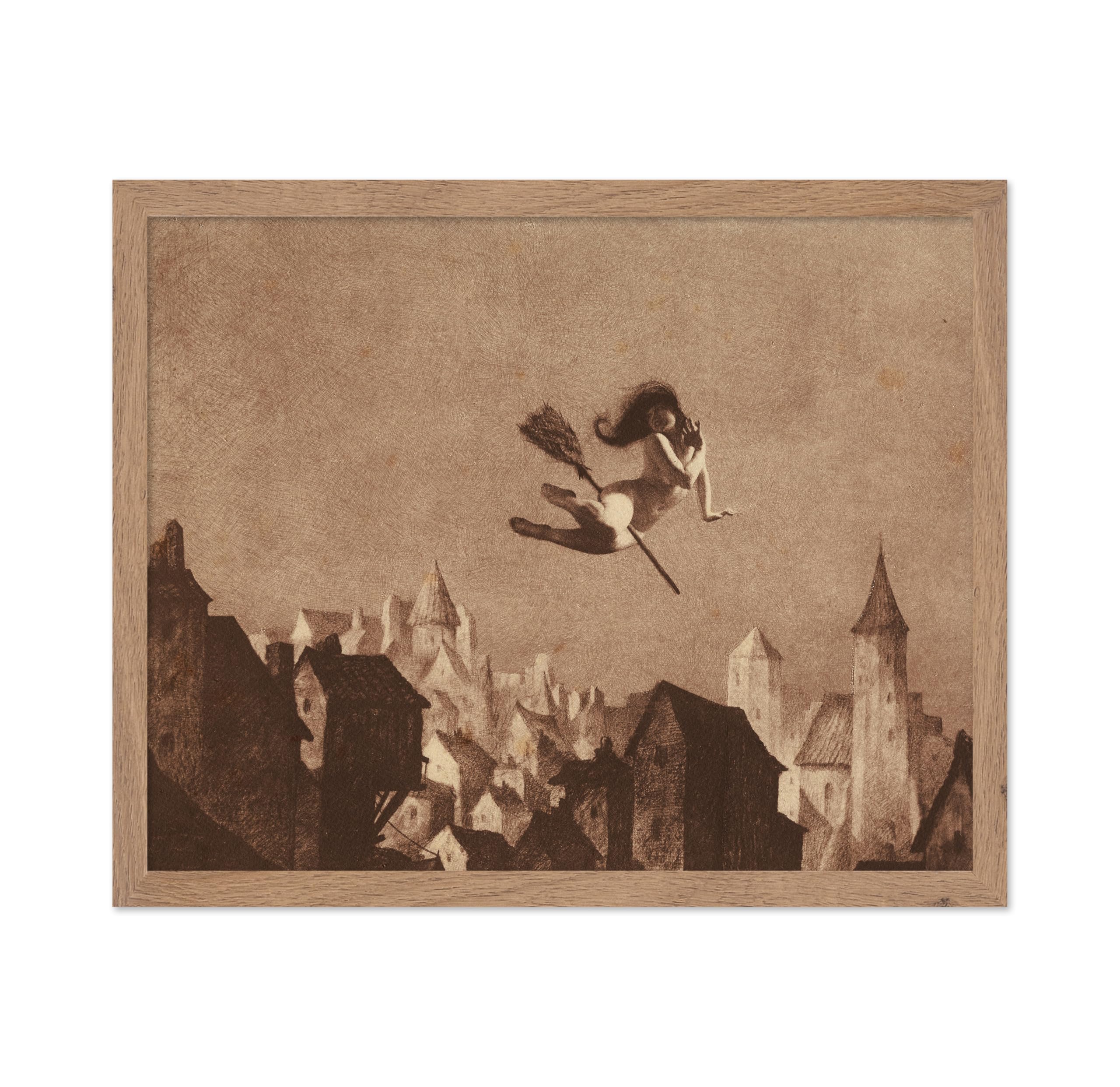 Poster Master Vintage Poster - Retro Photograph Print - Gift for Artist, Friend - Flying Witch, Off to the Sabbath, Dark, Gothic