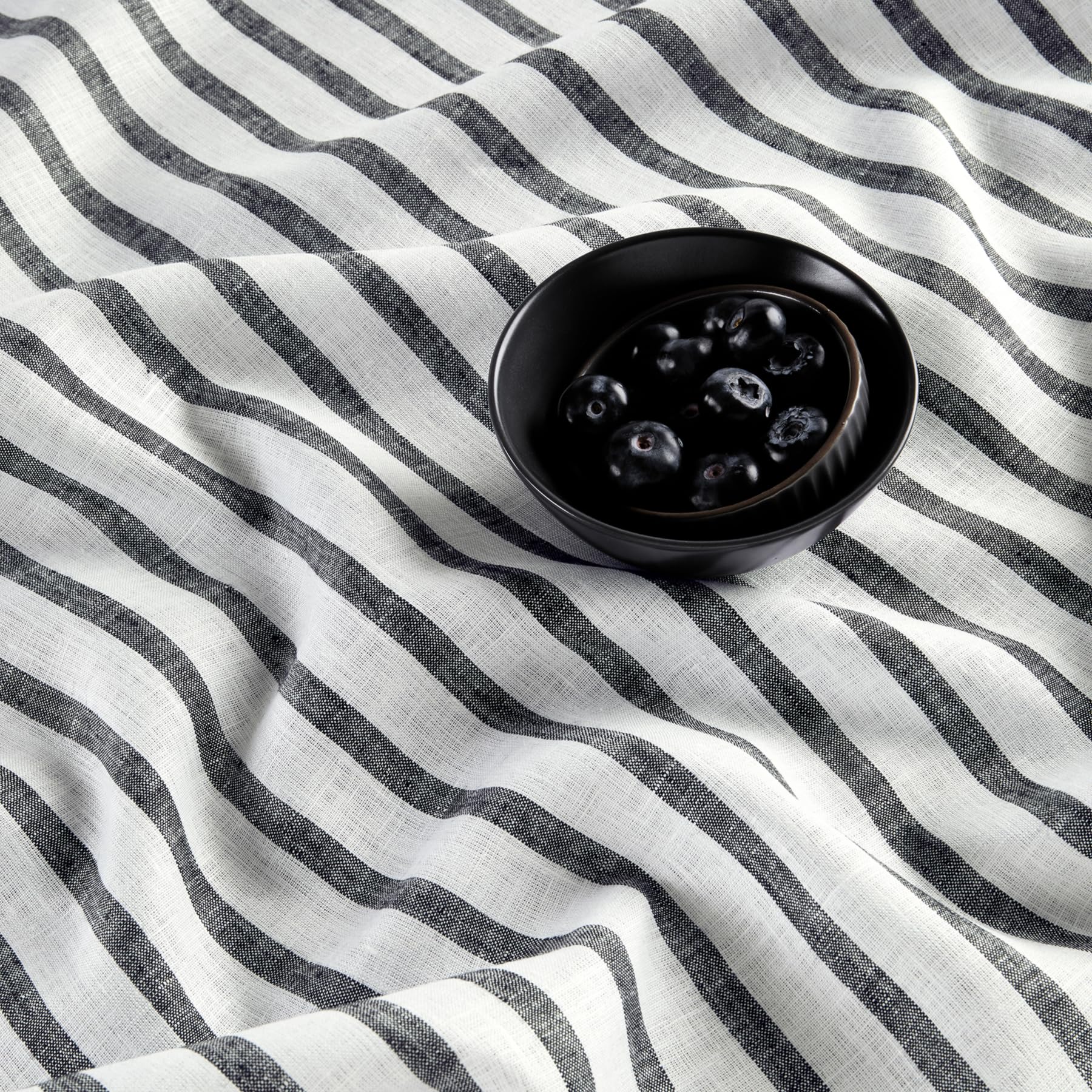 Solino Home Stripe Linen Table Runner 60 Inch - 100% Pure Linen Black And White Short Table Runner 14 X 60 Inch Ideal For Dresse