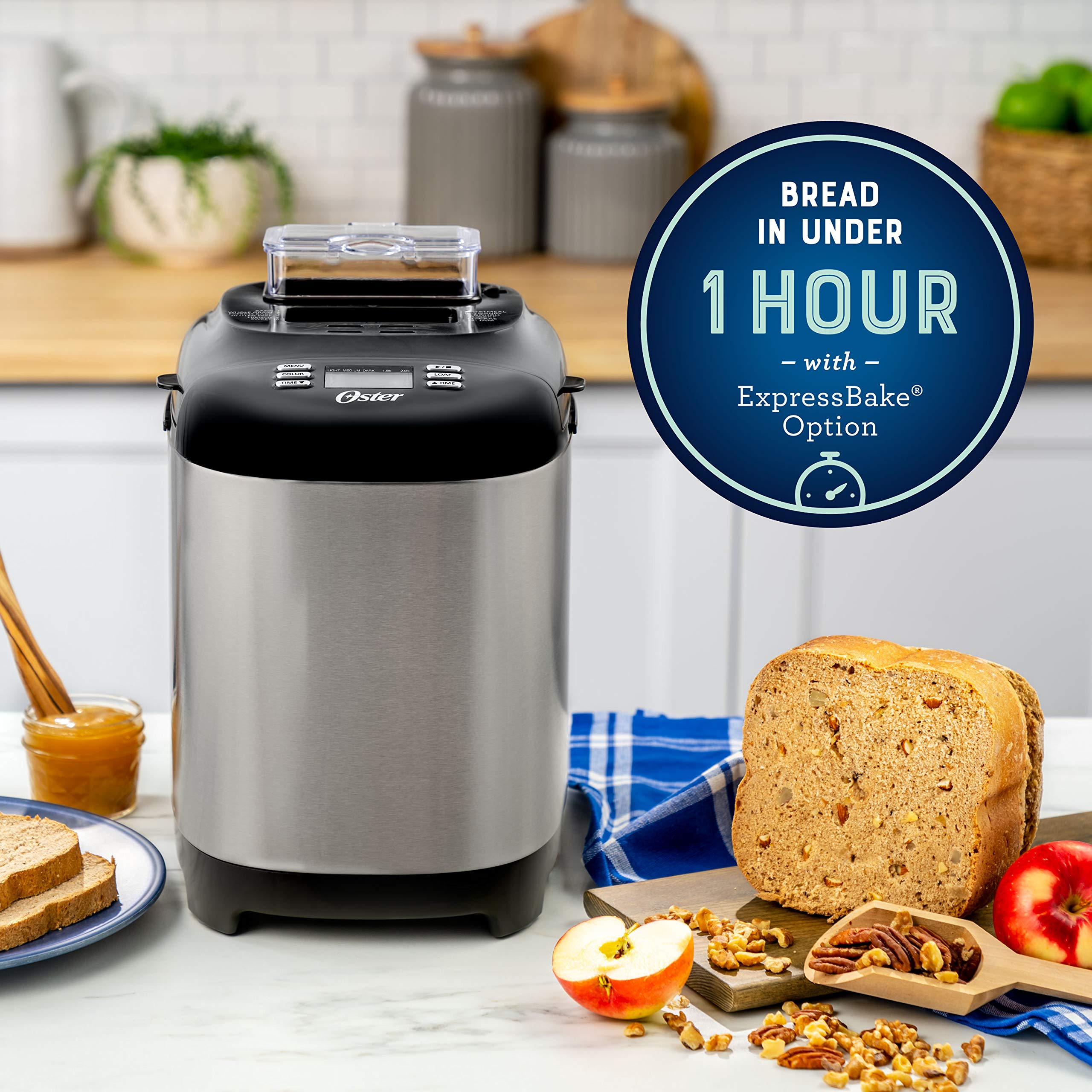 Oster Bread Maker With Expressbake | 2 Pound Capacity,Grey