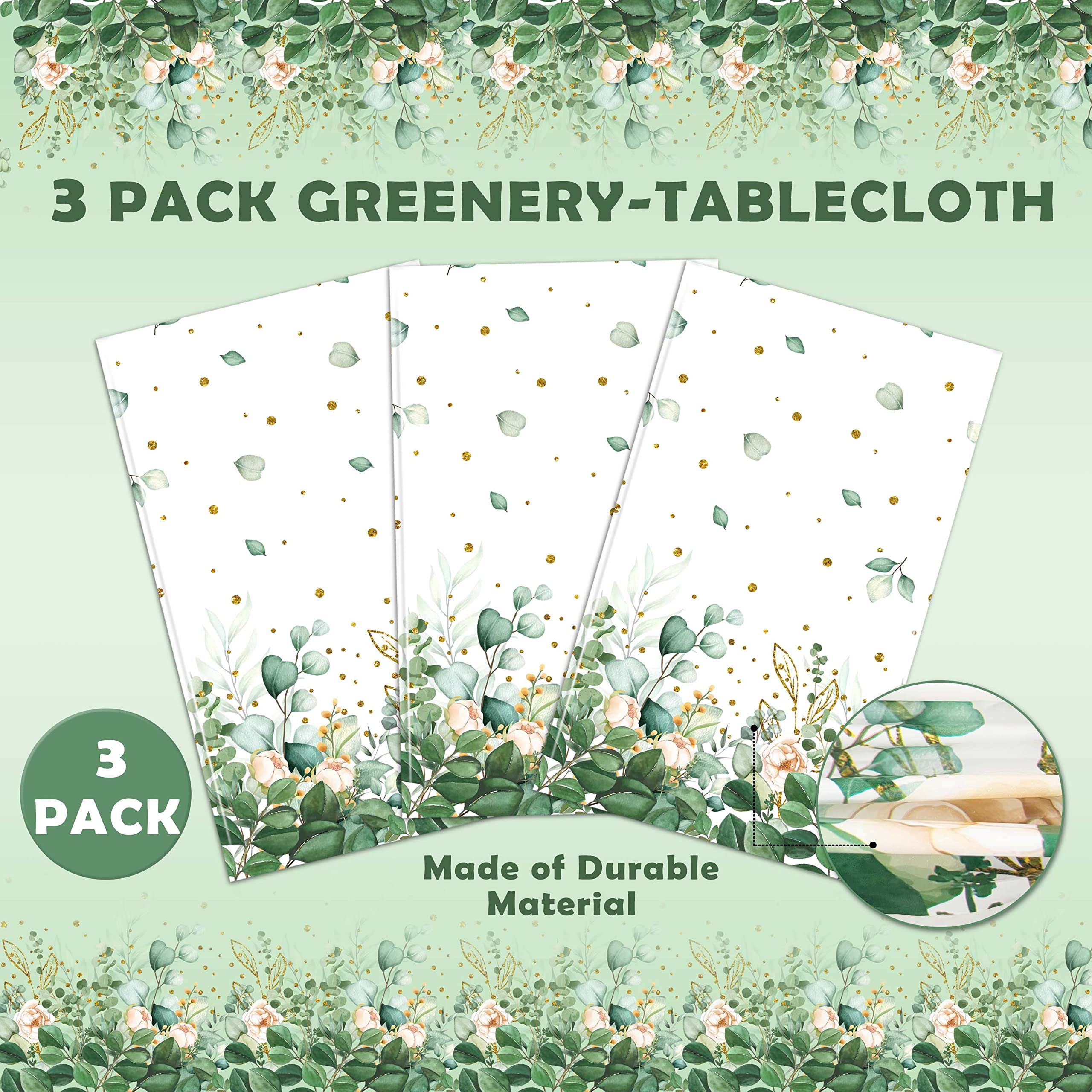 Sage Green Eucalyptus Leaf Tablecloth For Baby Shower Party Decoration Disposable Plastic Sage Greenery Tablecloth Table Cover B