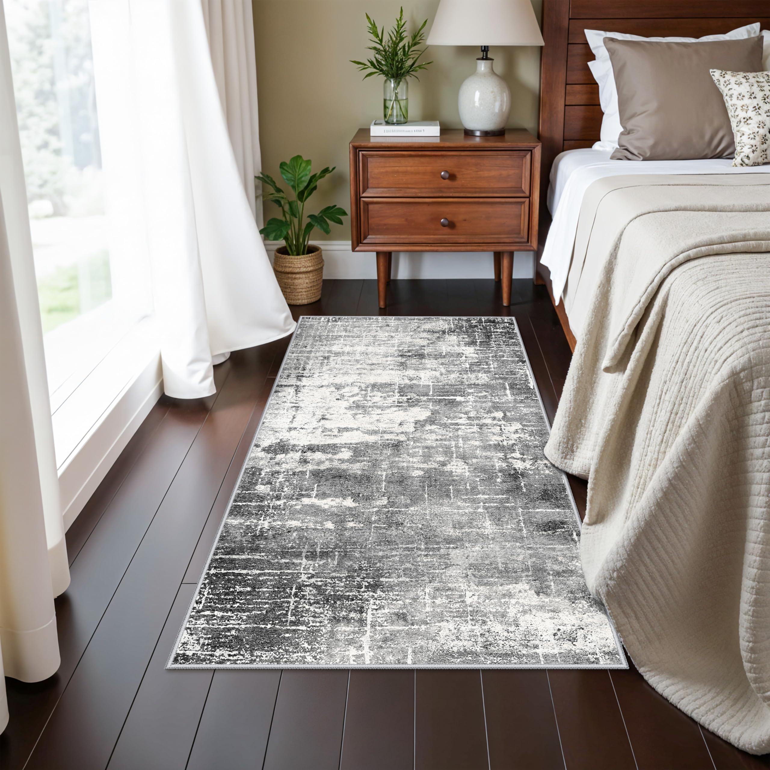 Abstract 2x4 Entryway Area Rugs: Washable Water Resistant Kitchen Rug Non-Slip Durable Doormat Ultra Soft Bedroom Beside Carpet