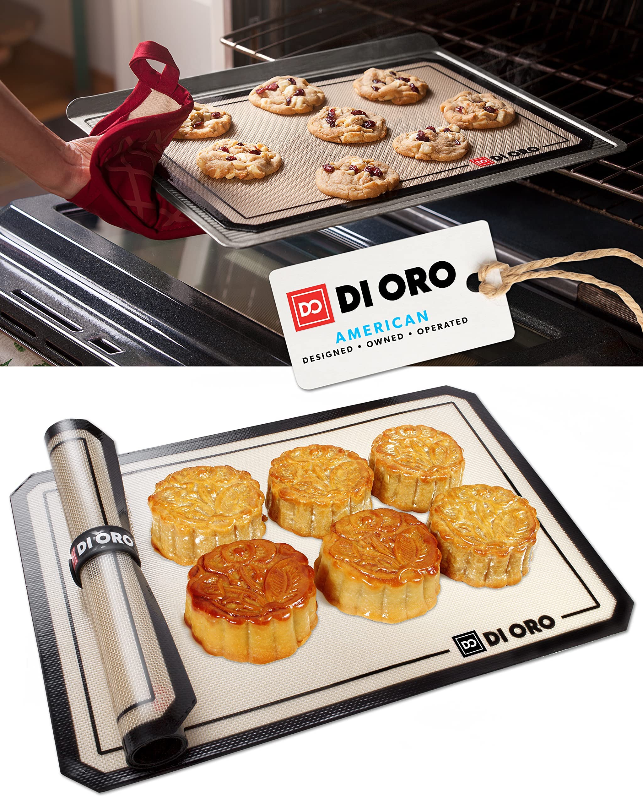 DI ORO Silicone Mats for Baking  Baking Mats Silicone for Baking Sheets  480F HeatResistant Nonstick Silicone Cooking Mats & 