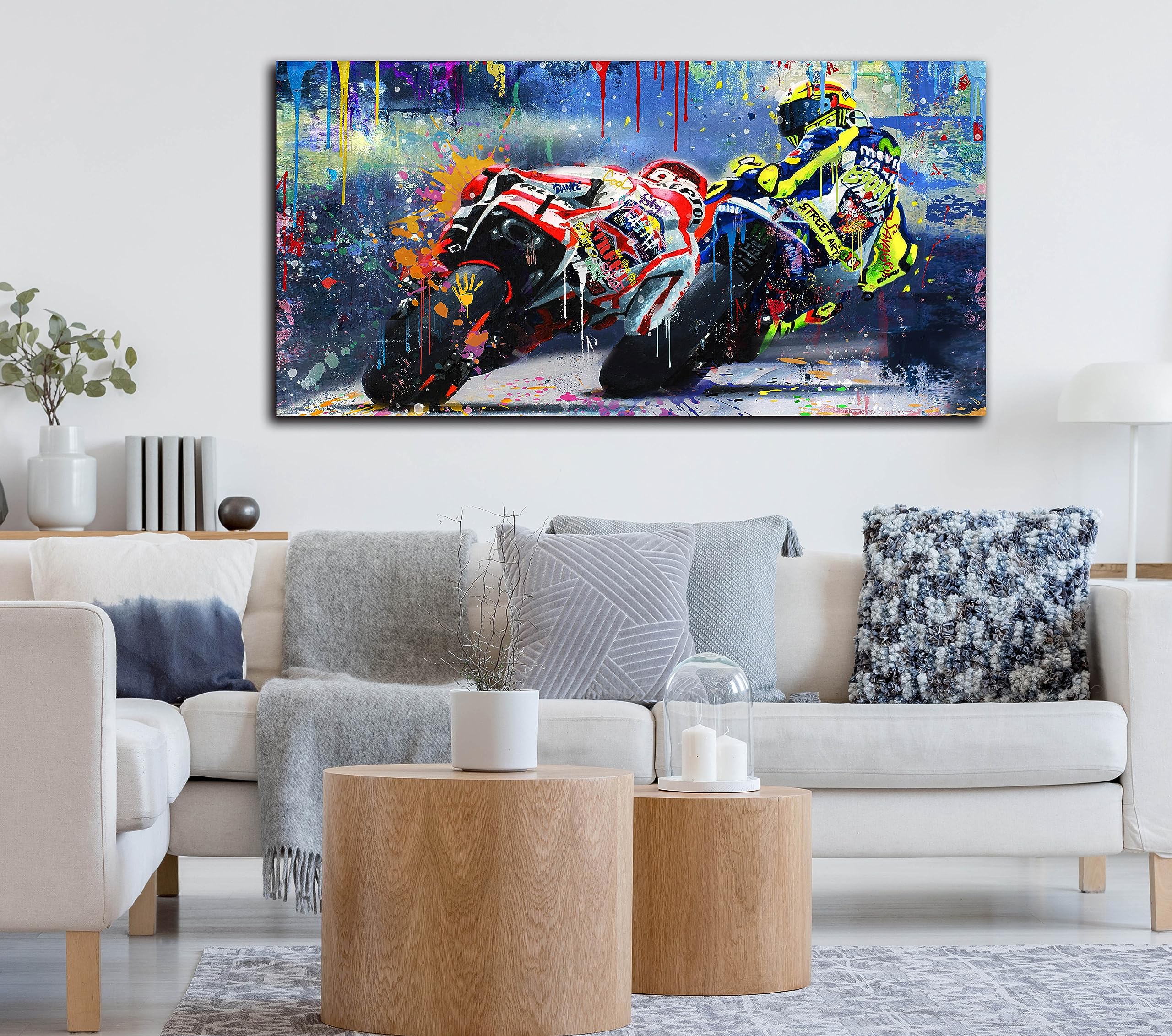 Caneito Graffiti Motorcycle Wall Art For Teen Boys Room, Cool Posters Bedroom Picture Art, Racer Sports Canvas Art Print Paintin
