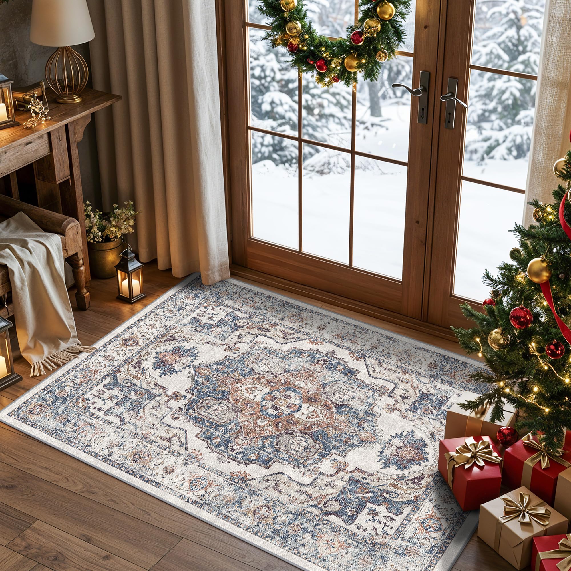 Washable 3x4 Entryway Area Rugs: Farmhouse Non-Slip kitchen Sink Floor Mats Water-Resistant Small Carpet for Bathroom Living Roo