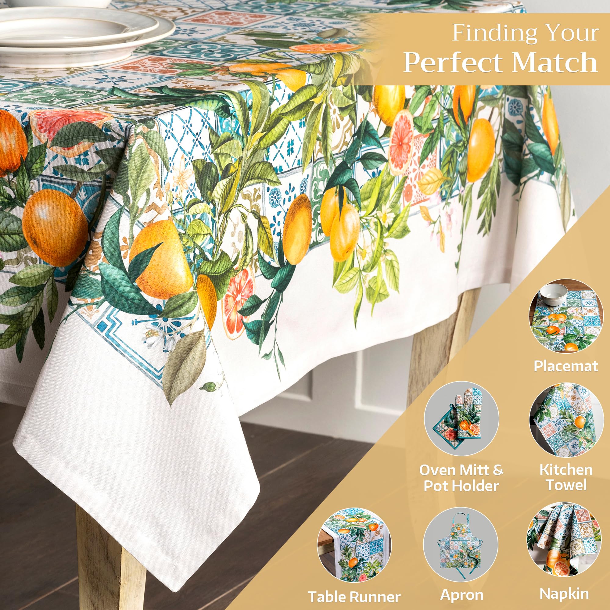 Maison d Hermine Table Cloth Square Table 100% Cotton 60 x 60 Inches Tablecloth Reusable Decorative Everyday Use for Dining Roo