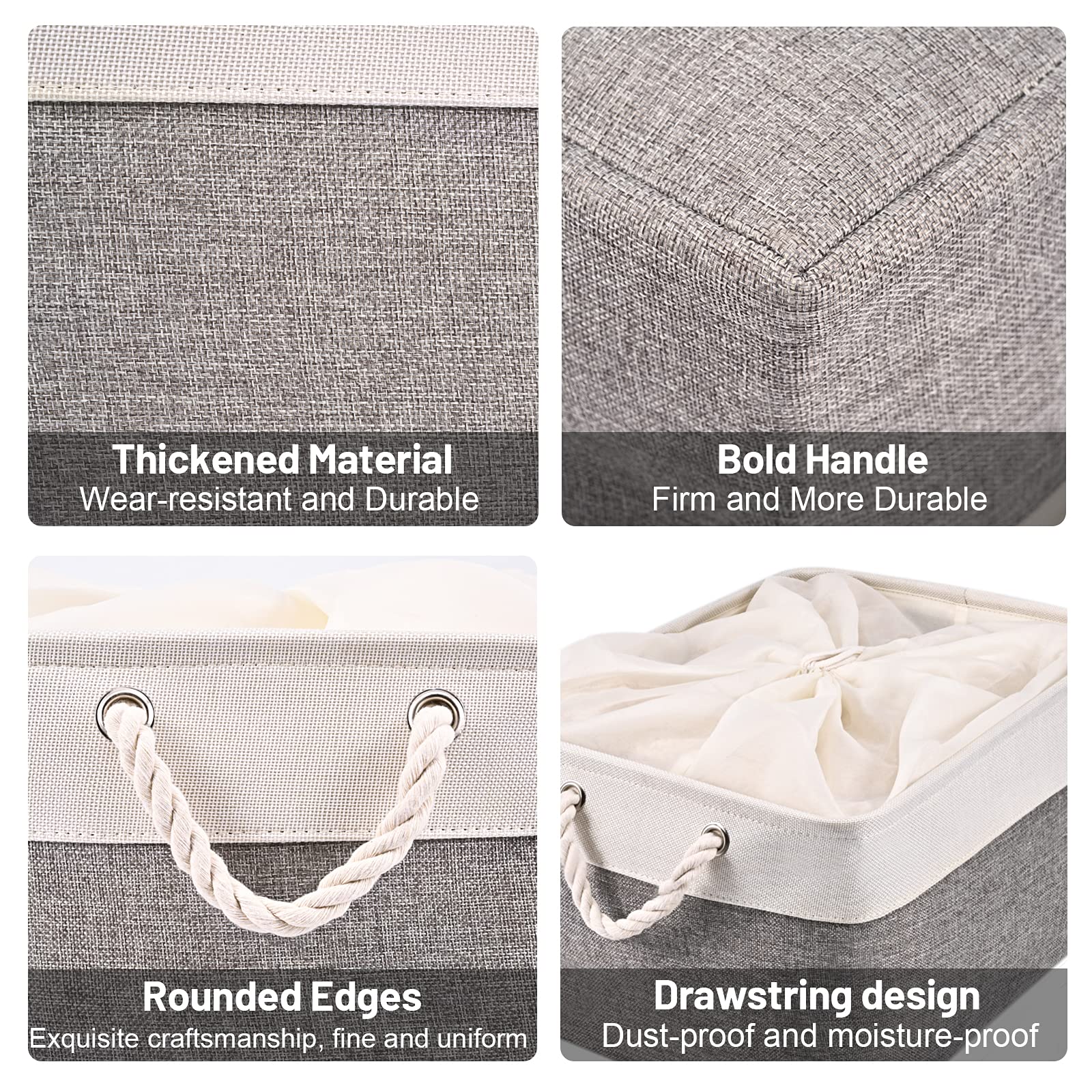 Hodo Home Storage Bins, Fabric Bin With Drawstring Closure And 2 Bold Handles, Collapsible Large Canvas Baskets For Organizing S