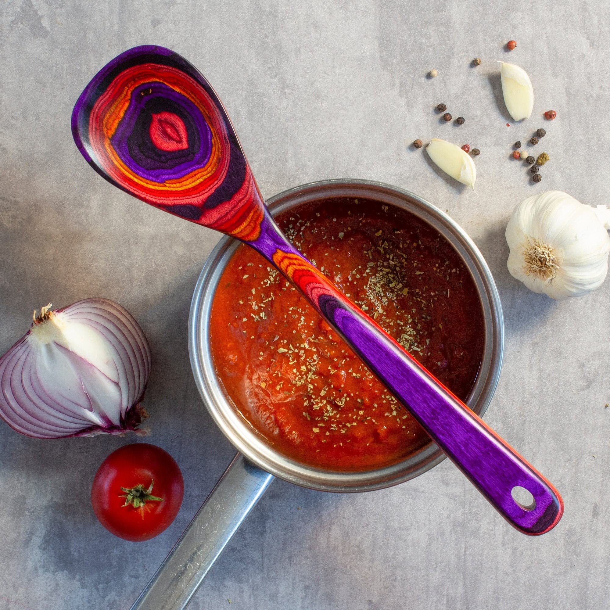 Baltique Waikiki Collection 12-1/2'' Wooden Cooking Spoon, Safe For Nonstick