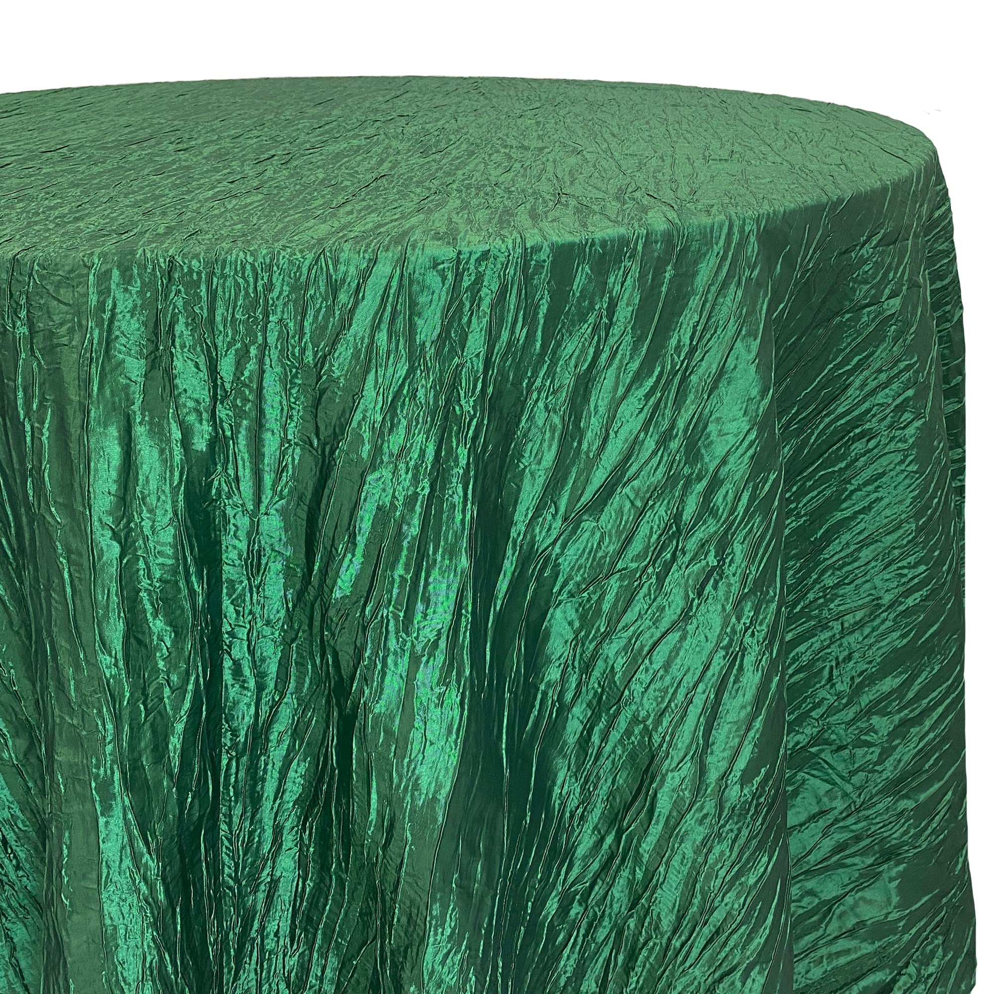Your Chair Covers - 120 Inch Round Crinkle Taffeta Tablecloth - Hunter Green  Crushed Shiny Dining Table Cloth for Wedding Party Birthday Baby Bridal Shower