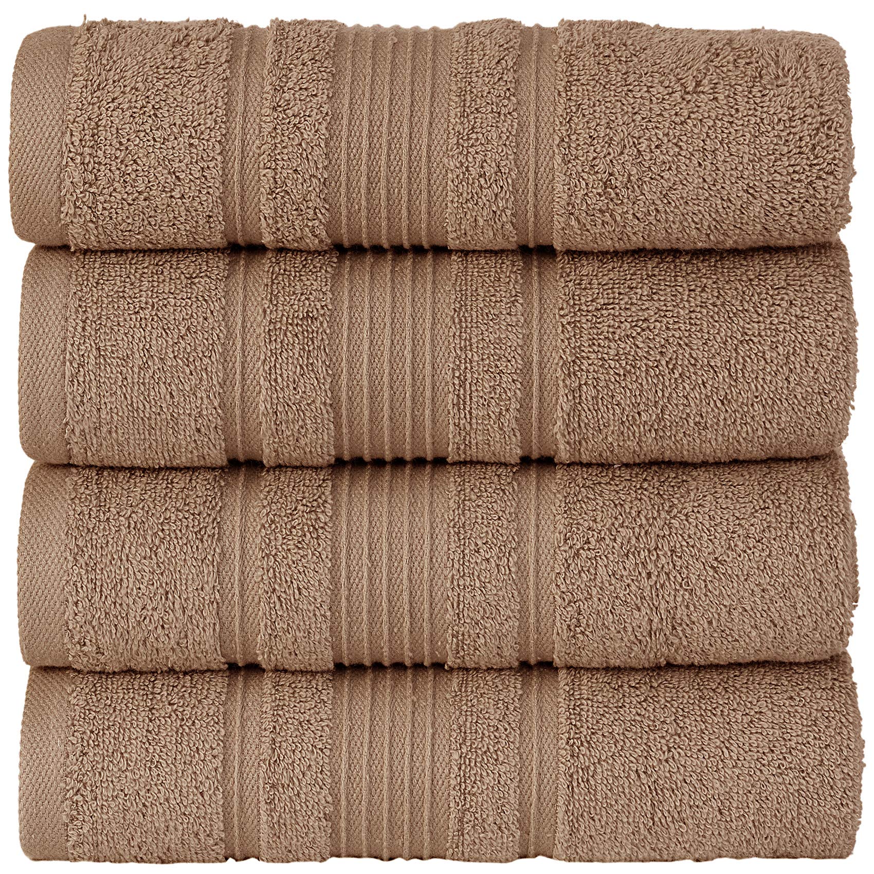 Qute Home 4-Piece Washcloths Towels Set  100% Turkish Cotton Premium Quality Towels for Bathroom  Quick Dry Soft and Absorbent Turkish Towel  Set Includes 4 Wash Cloths (Brown)