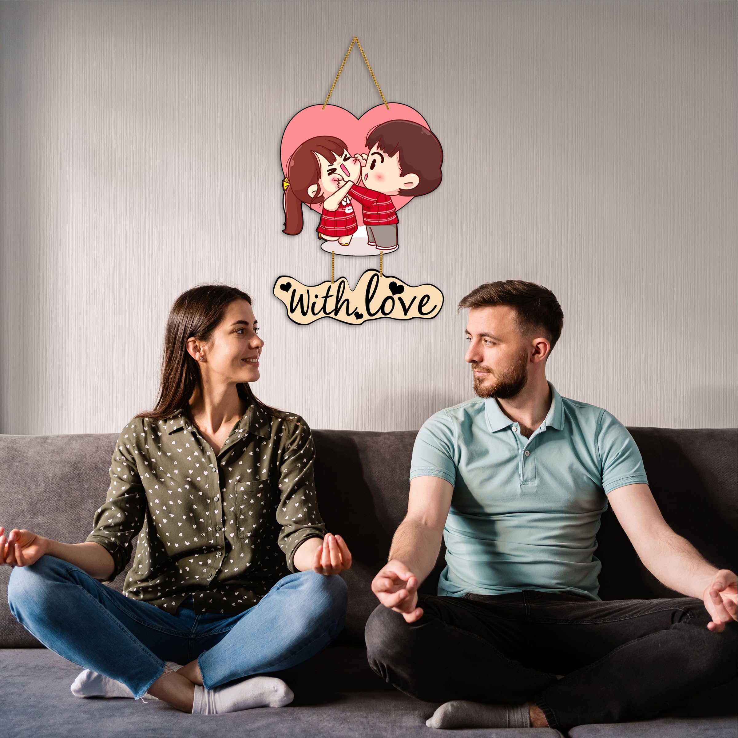 Shri Kanth Art Wooden Valentine Wall Hanging |Wall Hanger for HomeDecor Item | Wall Art With Love | Home Decor Couple Wall Art I