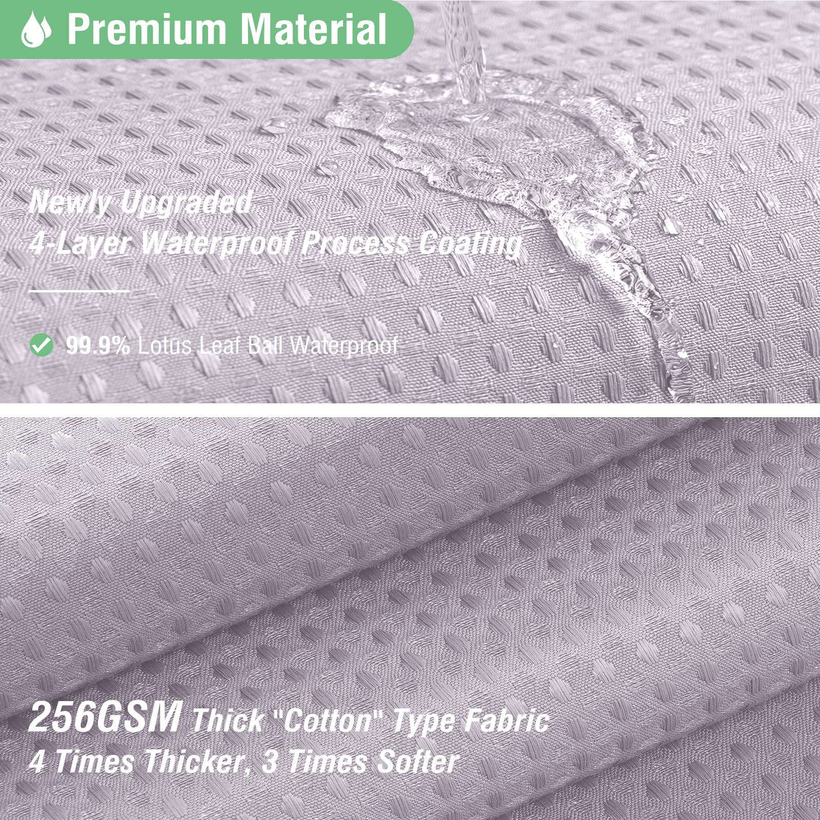 Dynamene Lavender Fabric Shower Curtain - Waffle Weave Textured Heavy Duty Cloth Shower Curtains For Bathroom, 256Gsm Hotel Luxu