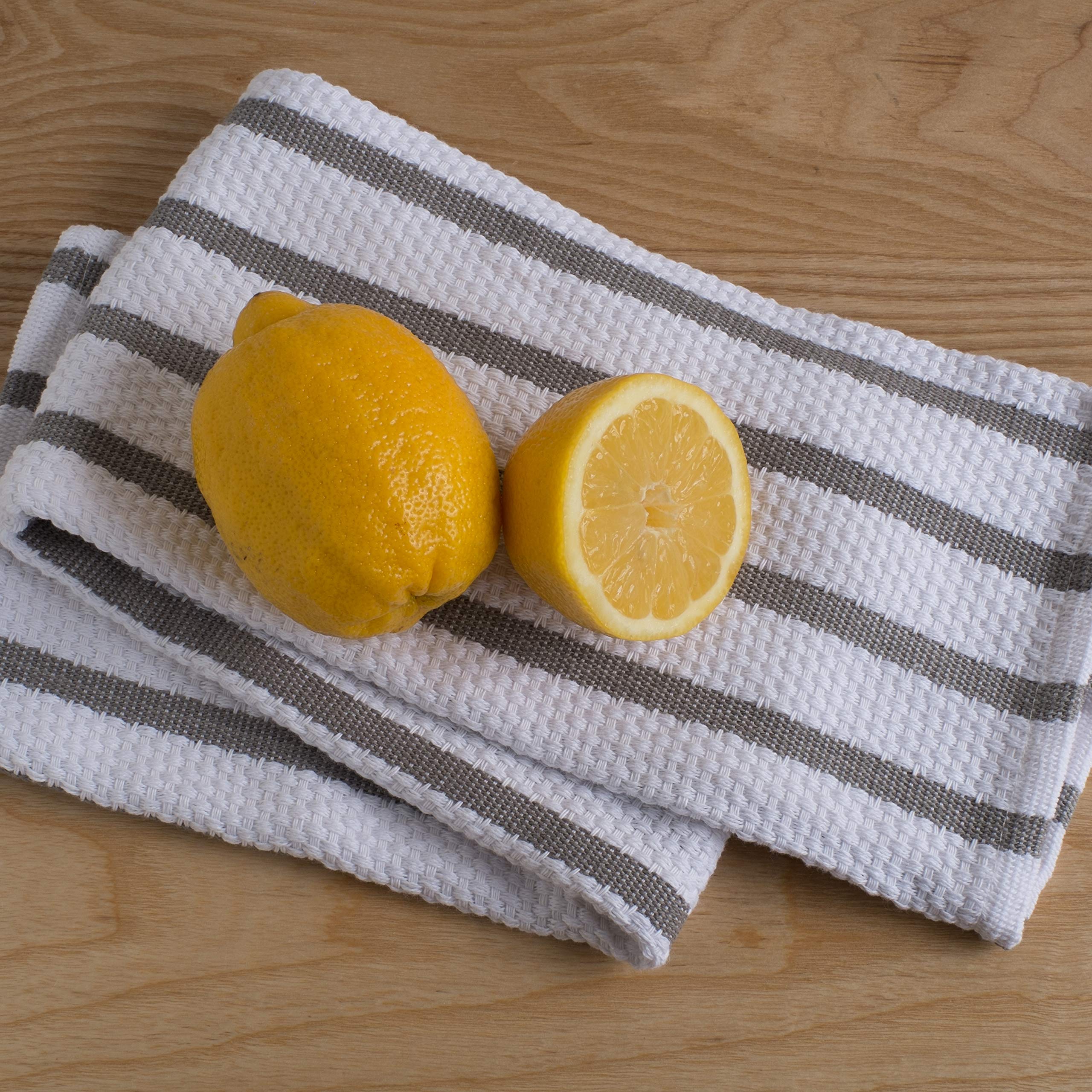 Now Designs Basketweave Kitchen Towel London Gray Stripe, Set Of 6 140422