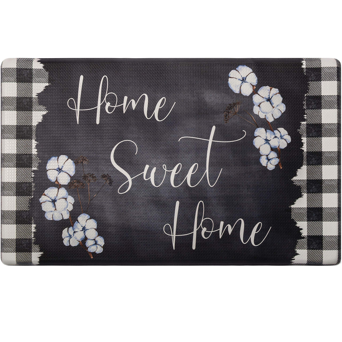 Home Dynamix Cozy Living Home Sweet Home Buffalo Check Border Runner Anti-Fatigue Kitchen Mat, Non-Slip Floor Mat, Padded Standi
