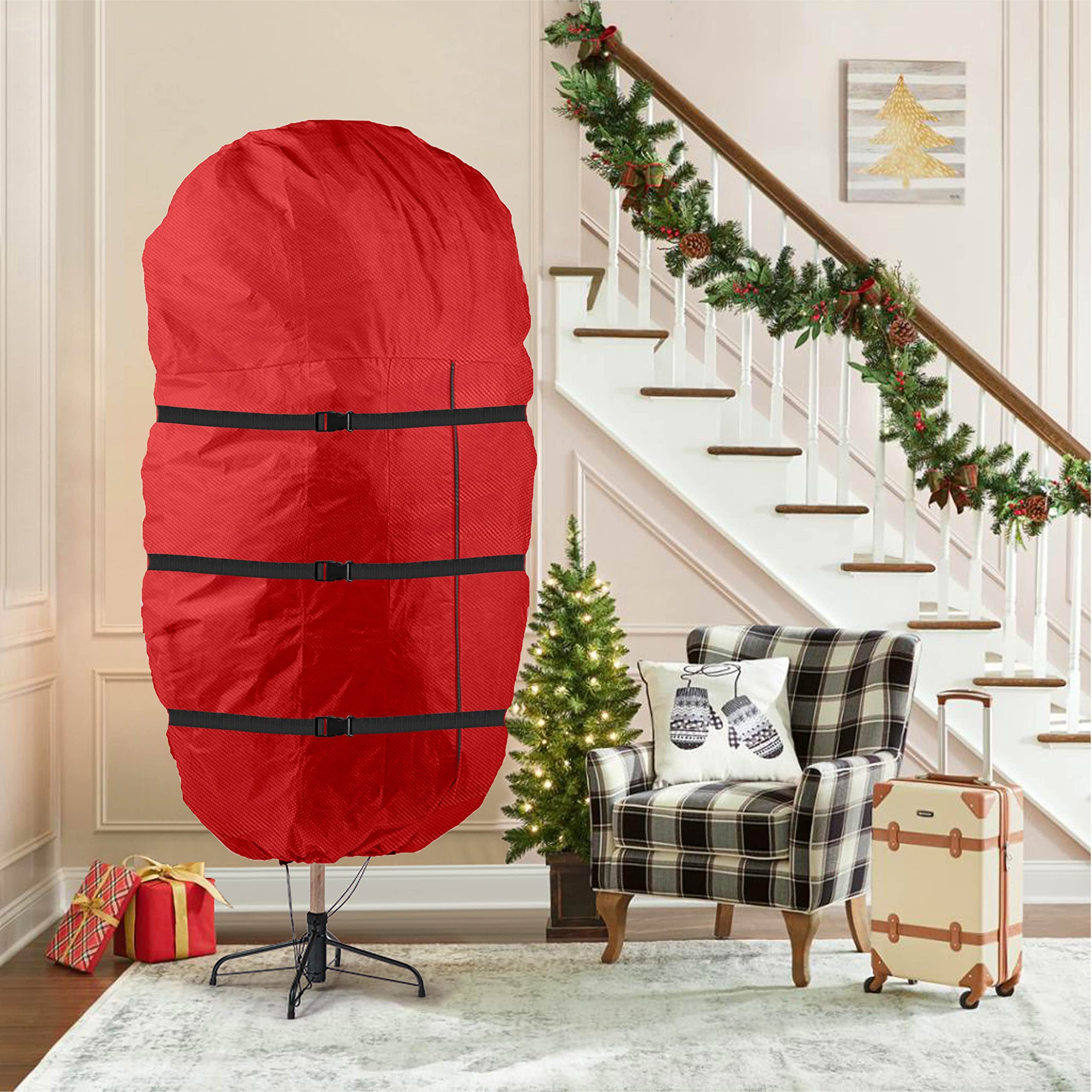 Zober Upright Tree Storage Bag for Christmas Trees of 7.5ft. Tall, Tree Bag Is Made Of Tear Proof 600D Oxford; Comes With Drawst