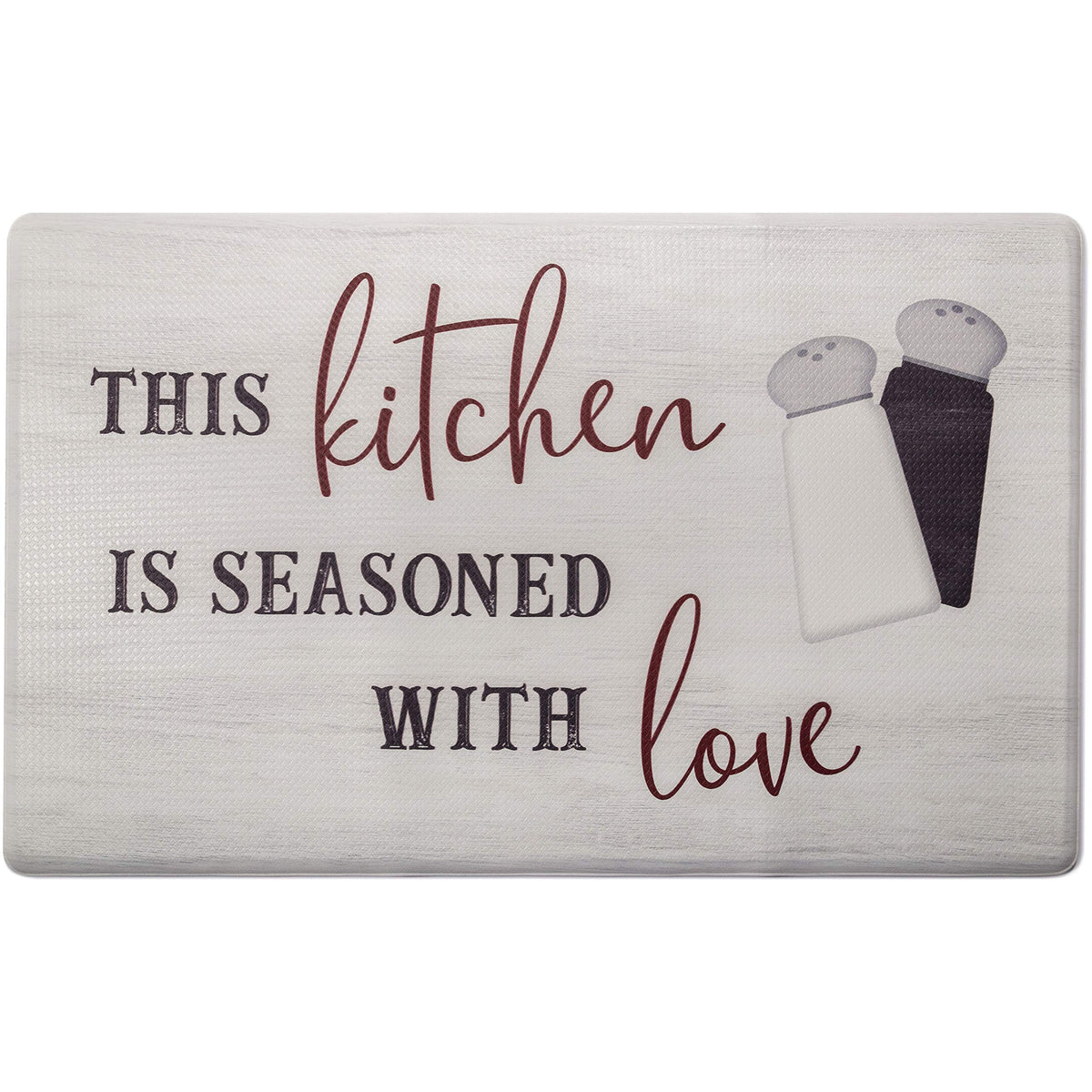Home Dynamix Cozy Living Seasoned With Love Runner Anti-Fatigue Kitchen Mat, Non-Slip Floor Mat, Padded Standing Desk Mat, Grey/