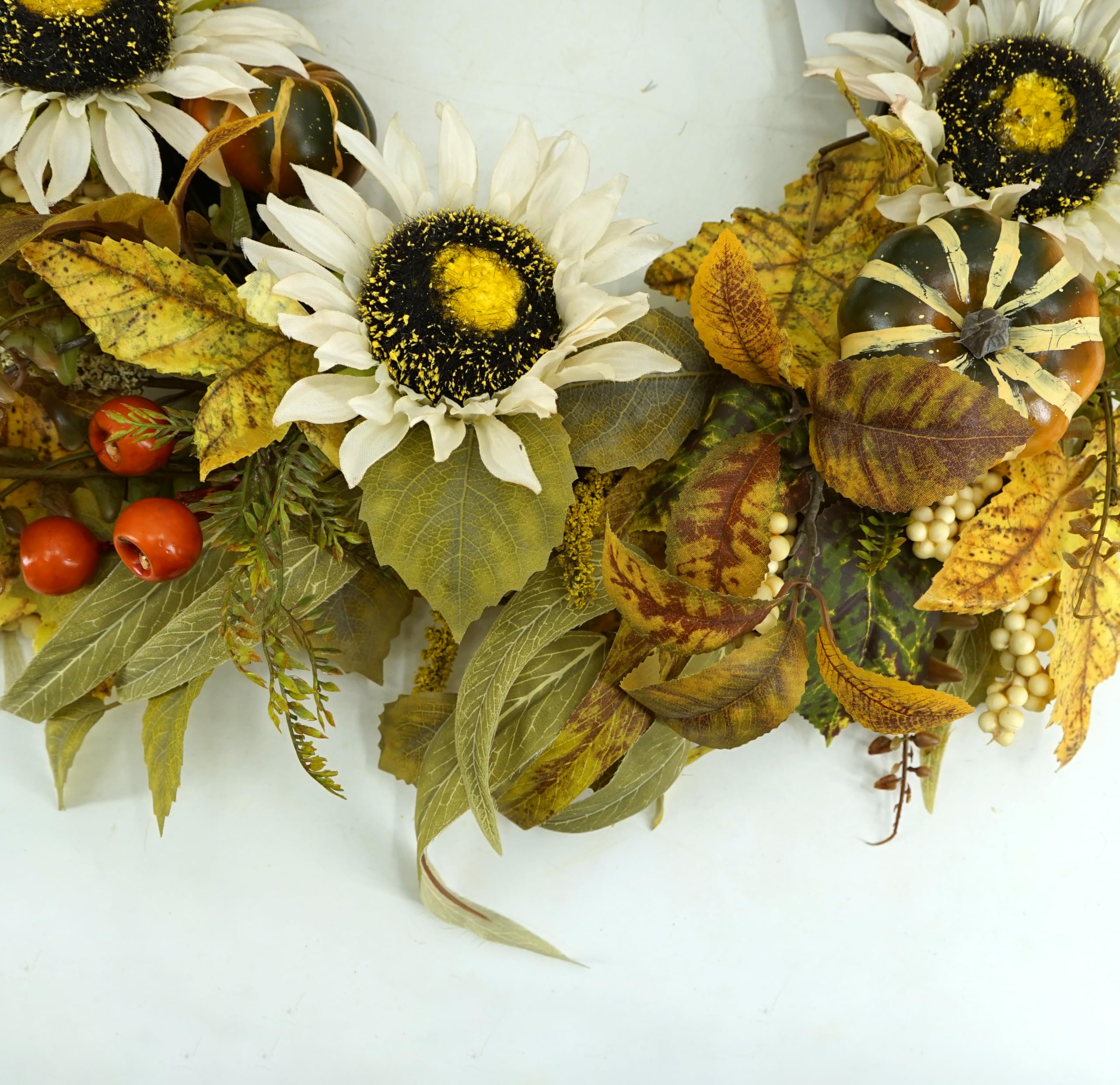 Furisin Fall Wreaths for Front Door 22 inch Autumn Thanksgiving Wreath with Pumpkin,Sunflower,Fall Leaves for Front Door Indoor