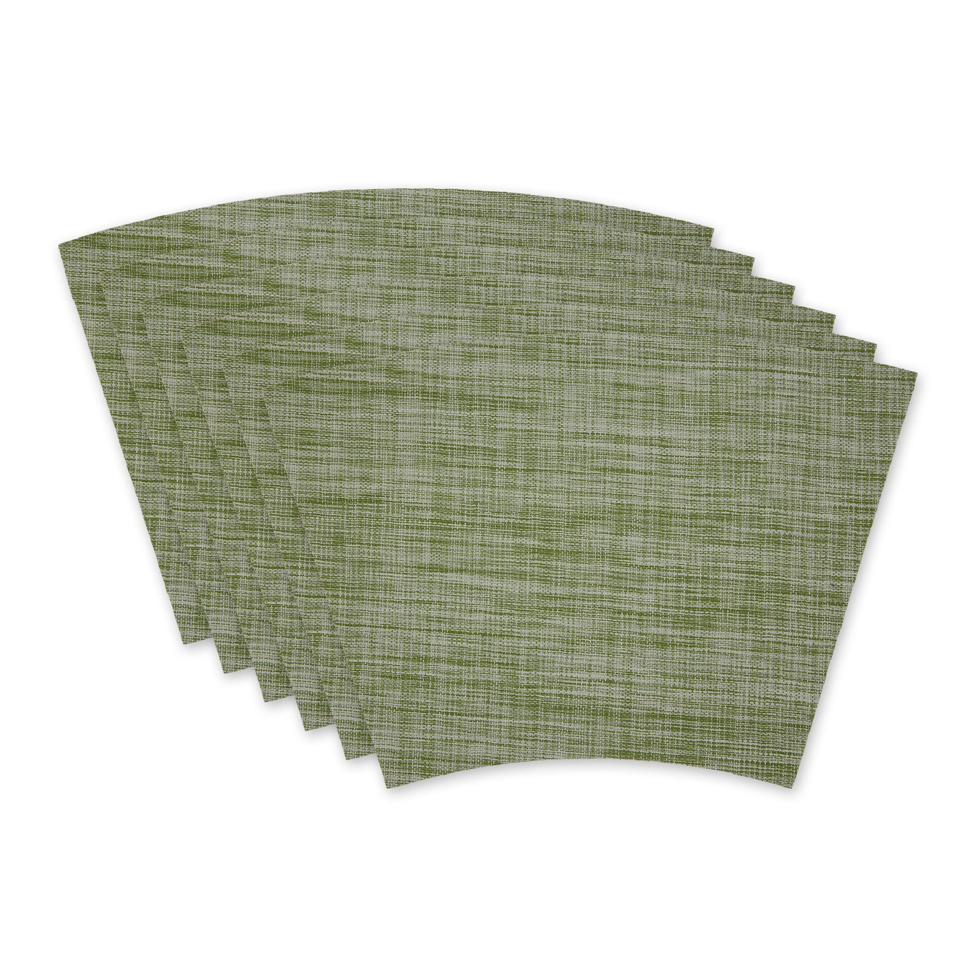 FIG GREEN TWEED ROUND TABLE PLACEMAT SET/6