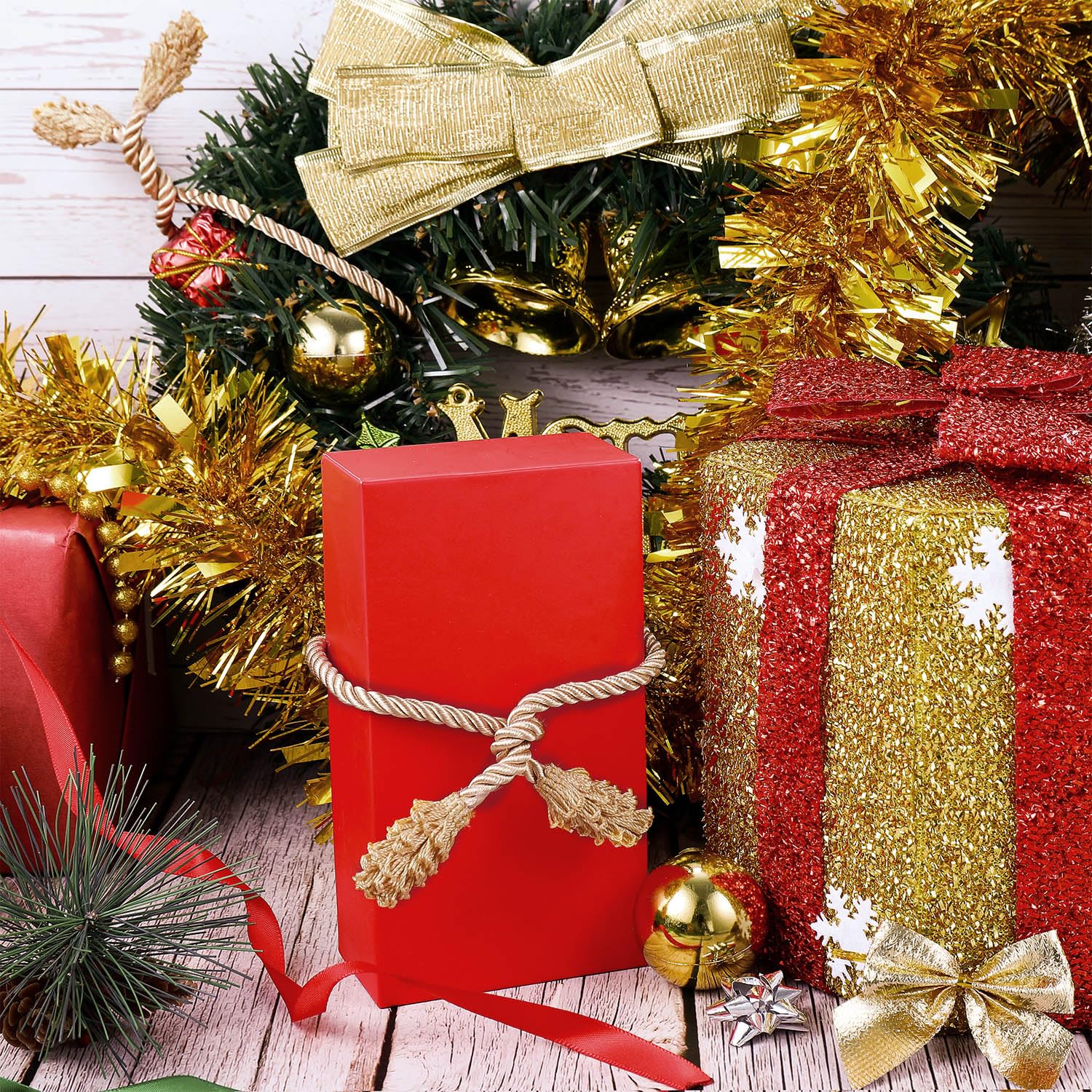 Shappy 6 Pieces Christmas Garland Banister Ties Christmas Decorative Reusable and Flexible Twist Ties for Garland, Banister Home