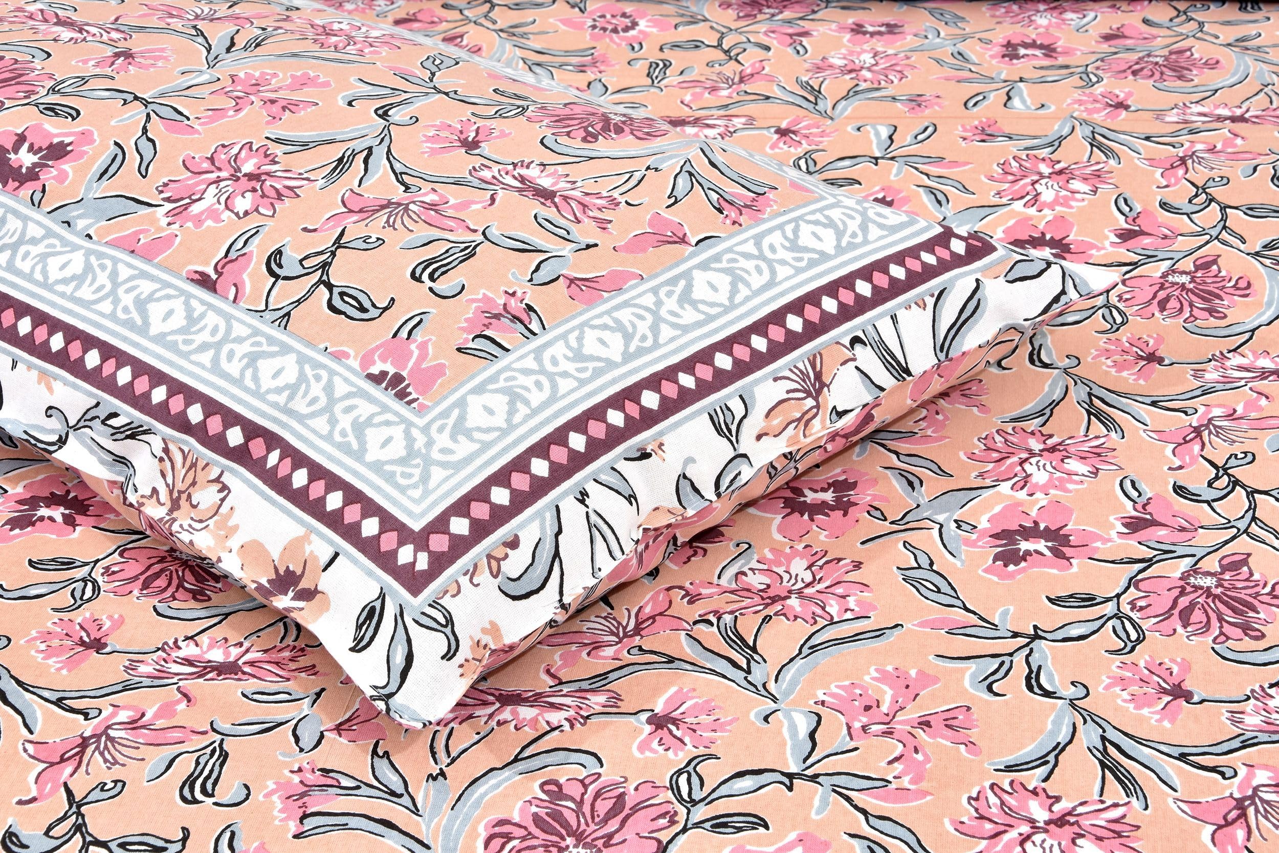 Easygoods Cotton Bedsheet For Single Bedsheet With 1 Pillow Cover 60X90 Inch, Handcrafted Bed Sheets (Pink)