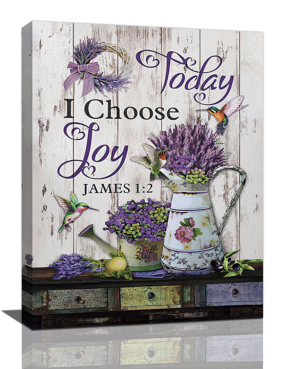 Purple Lavender Wall Art Farmhouse Today I Choose Joy Pictures Canvas Decor Country Flower Hummingbird Painting Prints Framed Ar