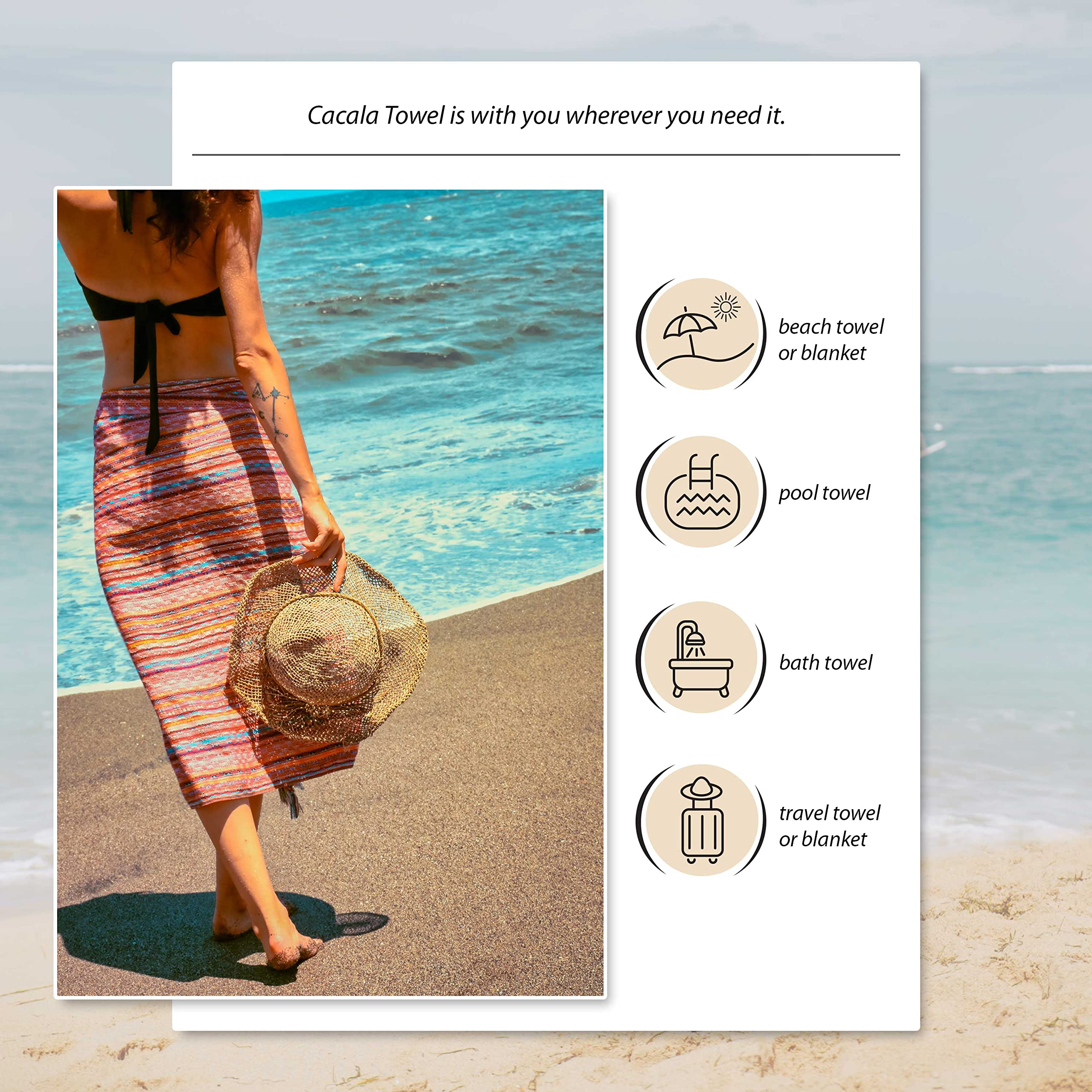 Cacala Pestemal Turkish Beach Towel Highly Absorbent Quick And Easy Dry Soft And Comfortable For Bath, Spa, Pool, Gym And Yoga 1