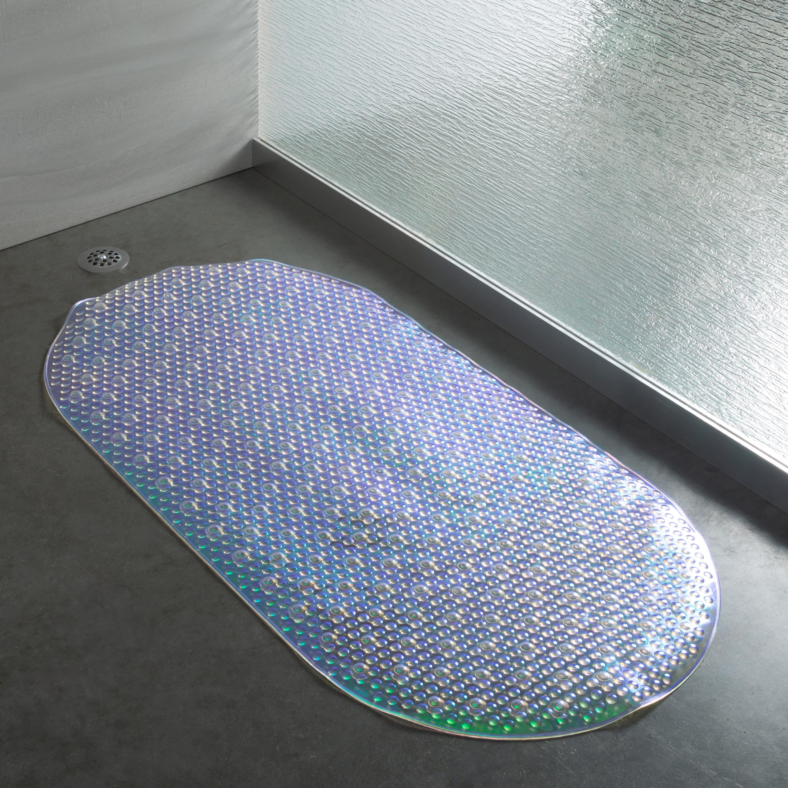Bath Bliss Eco-Friendly Shower Tub Mat |Non-Slip | Suction Cup Base | Drain Holes | Kids And Adults Bath Safety | Iridescent