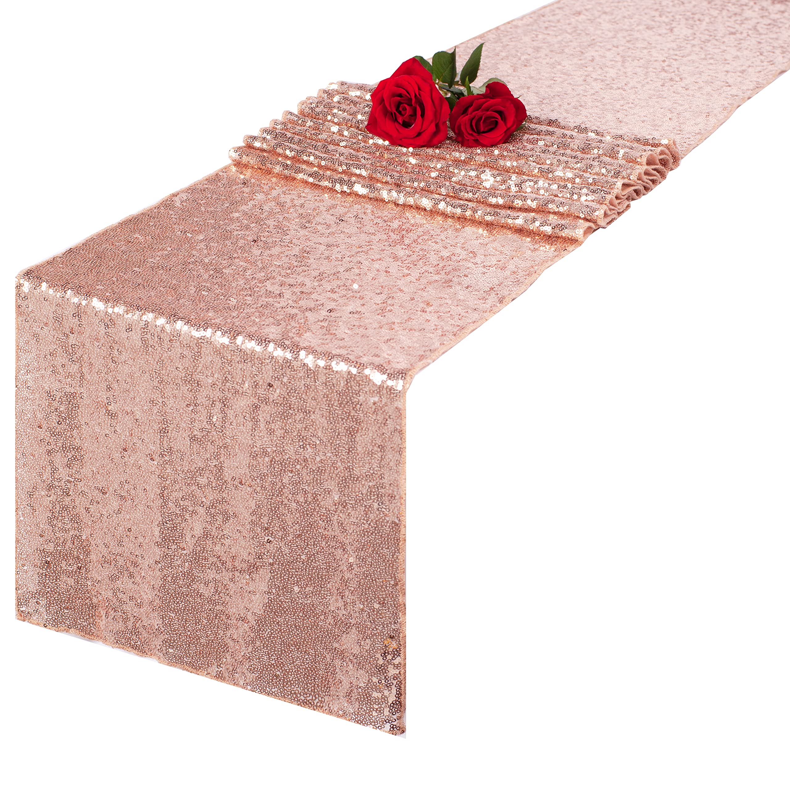 Rose Gold Glitter Sequin Table Runner 12X72 Inch For Sparkling Your Party Home Table Docorations Happy Birthday Wedding Bridal S