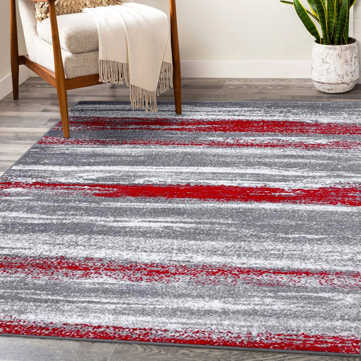 Luxe Weavers Modern Abstract Red 2X7 Area Rug – Homenkitchenshop