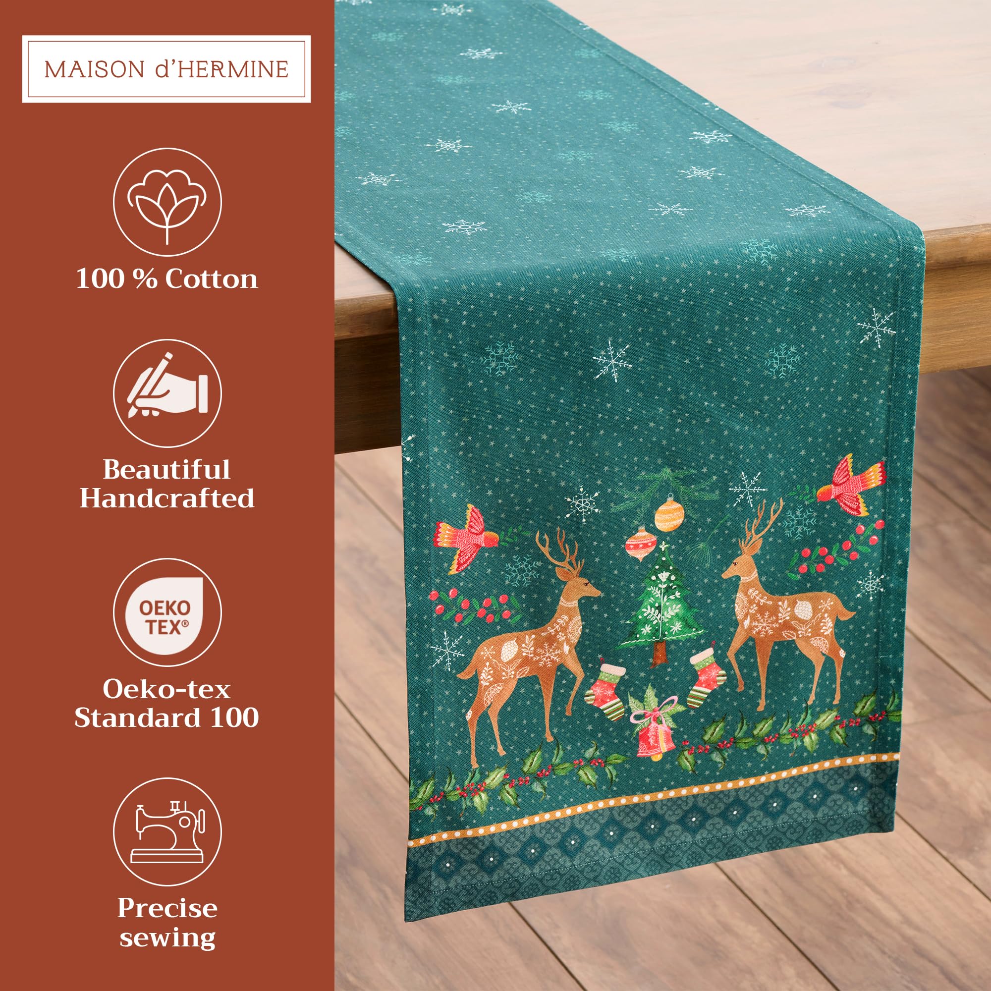 Maison d Hermine Table Runner 100% Cotton Single Layer Table Runners 108 inches Long Decorative for Home Kitchen Dining Party B