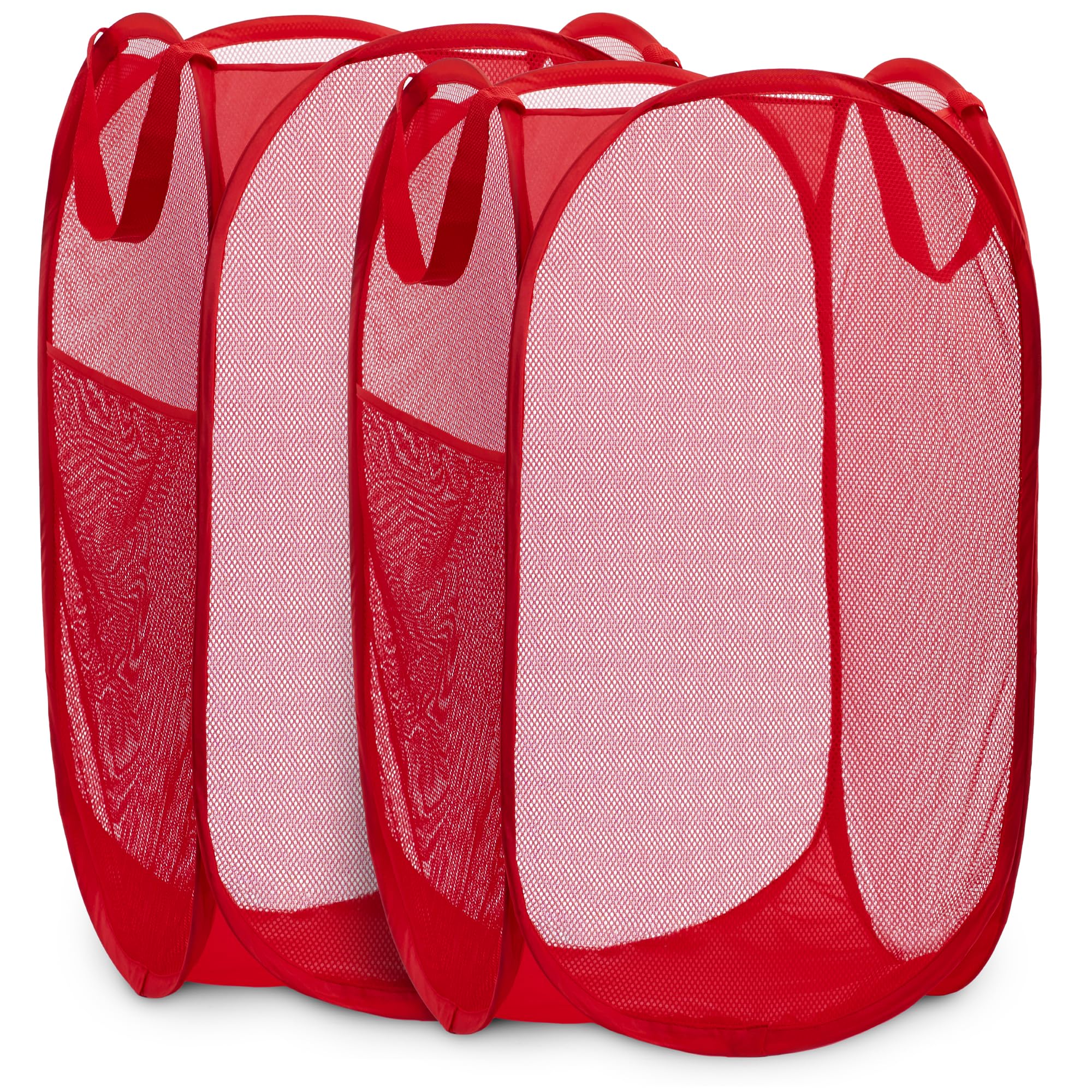 Handy Laundry Collapsible Mesh Pop Up Hamper With Wide Opening And Side Pocket - Breathable, Sturdy, Foldable, And Space-Saving