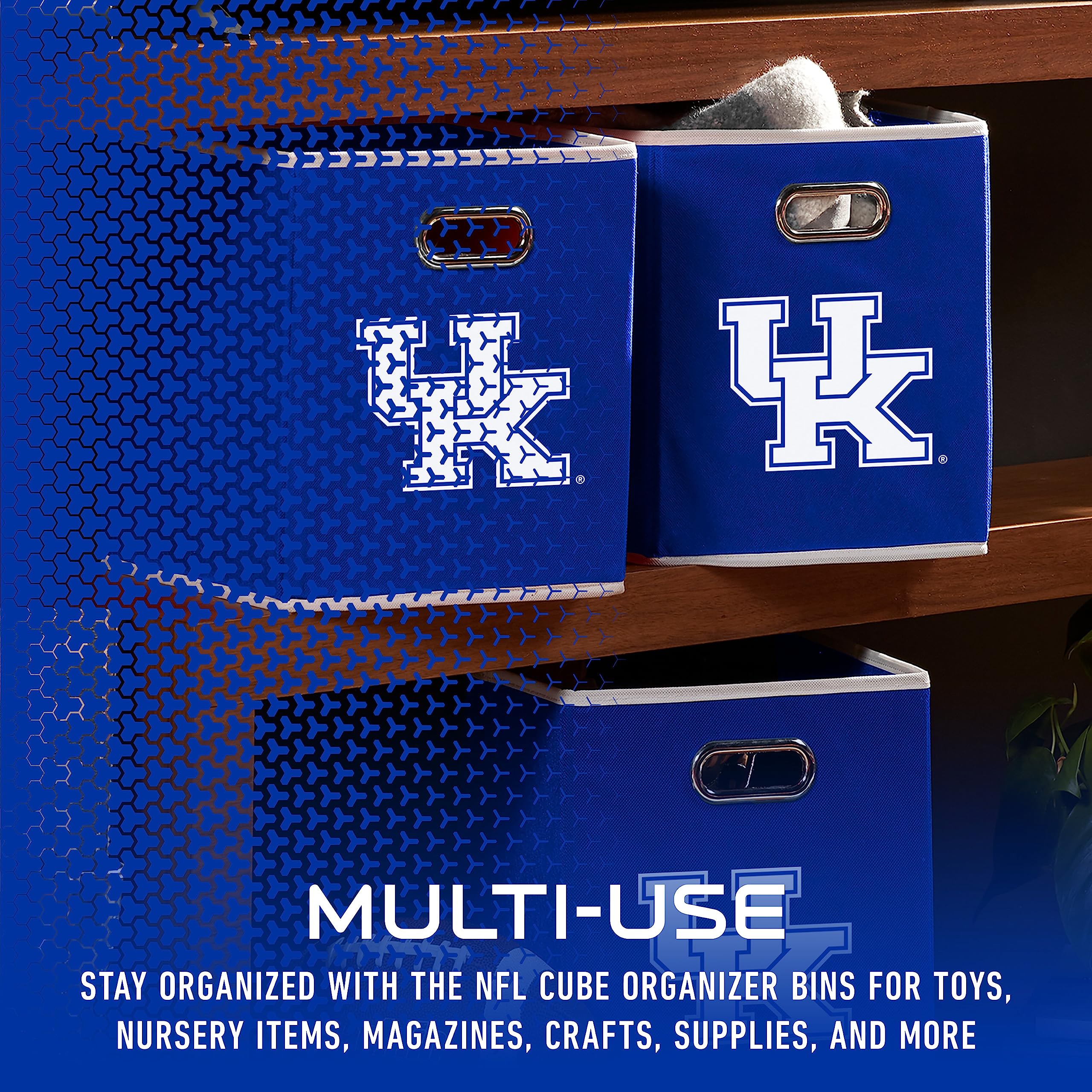 Franklin Sports Ncaa Kentucky Wildcats Collapsible Storage Bin - Made To Fit Storage Bin Shelf Organizers - 10.5'' X 10.5''