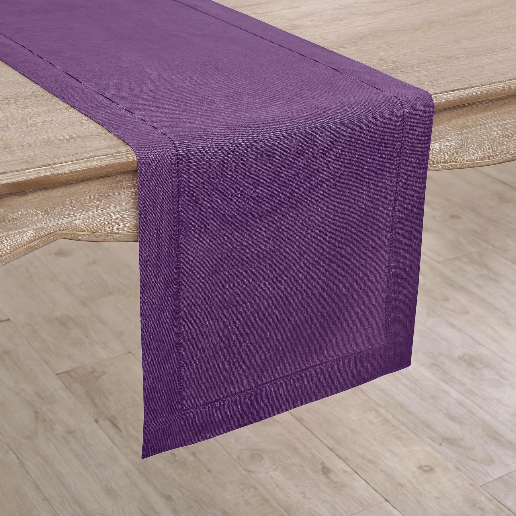 Solino Home Linen Purple Table Runner 120 Inches Long - 100% Pure Linen Classic Hemstitch Dining Table Runner 14 X 120 Inch Idea