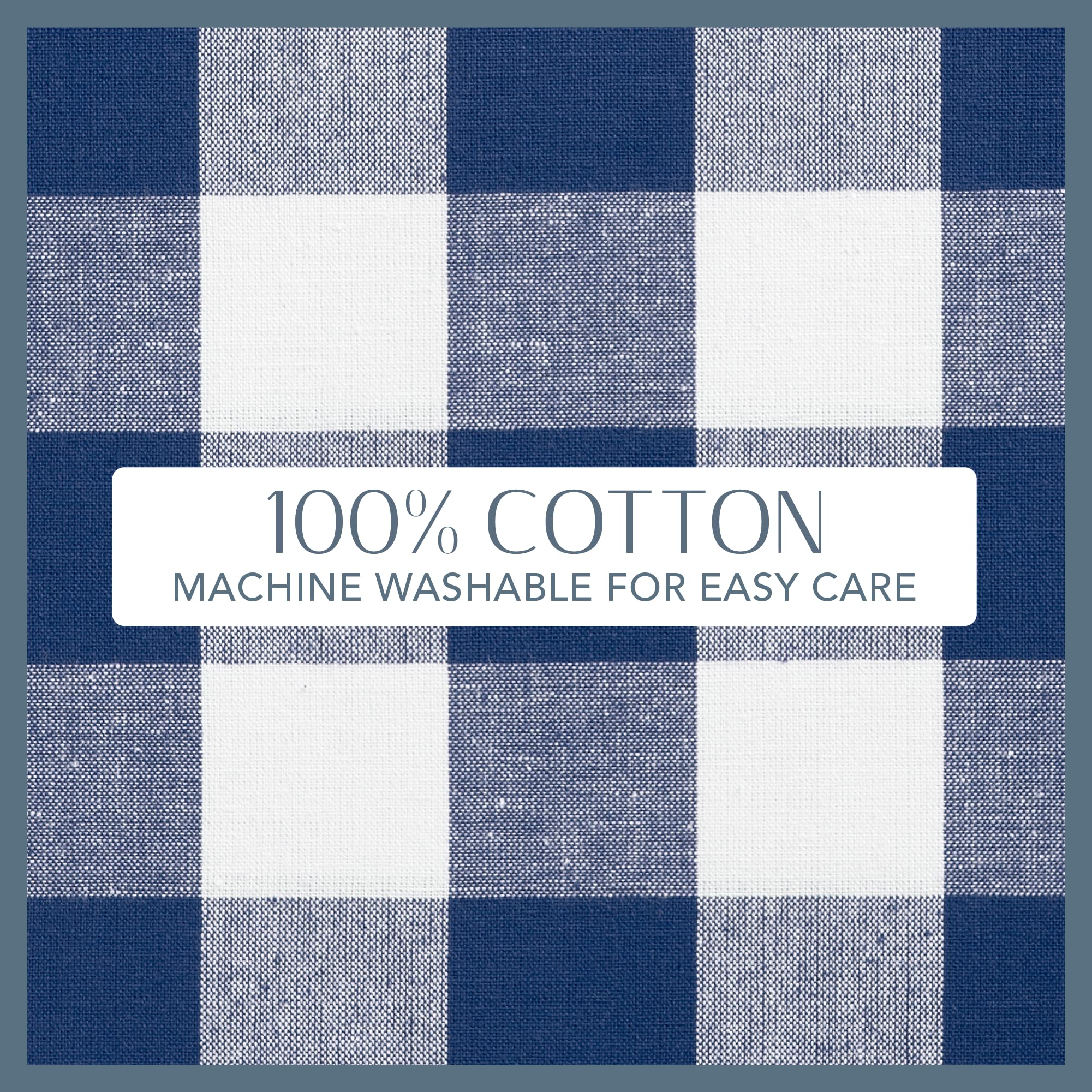 Elrene Home Fashions Farmhouse Living Buffalo-Check Kitchen Apron With Pocket, 28'' X 33'', Blue/White