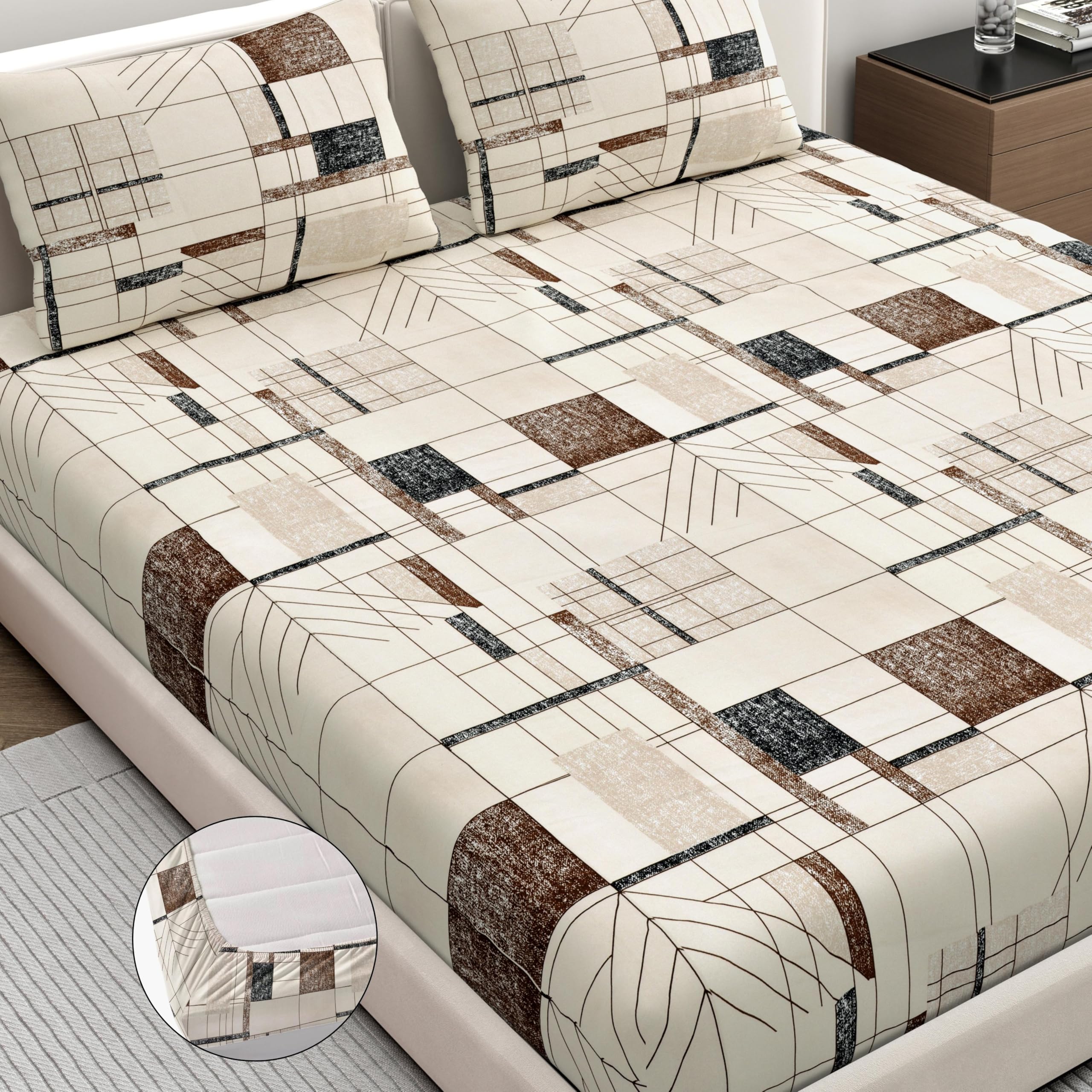 Dreamscape Microfibre Wrinkle & Fade Resistant Fitted Bedsheet For King Bed, 140Tc, 1 Fitted Bed Sheet (Size 72 X 78 Inches + 12