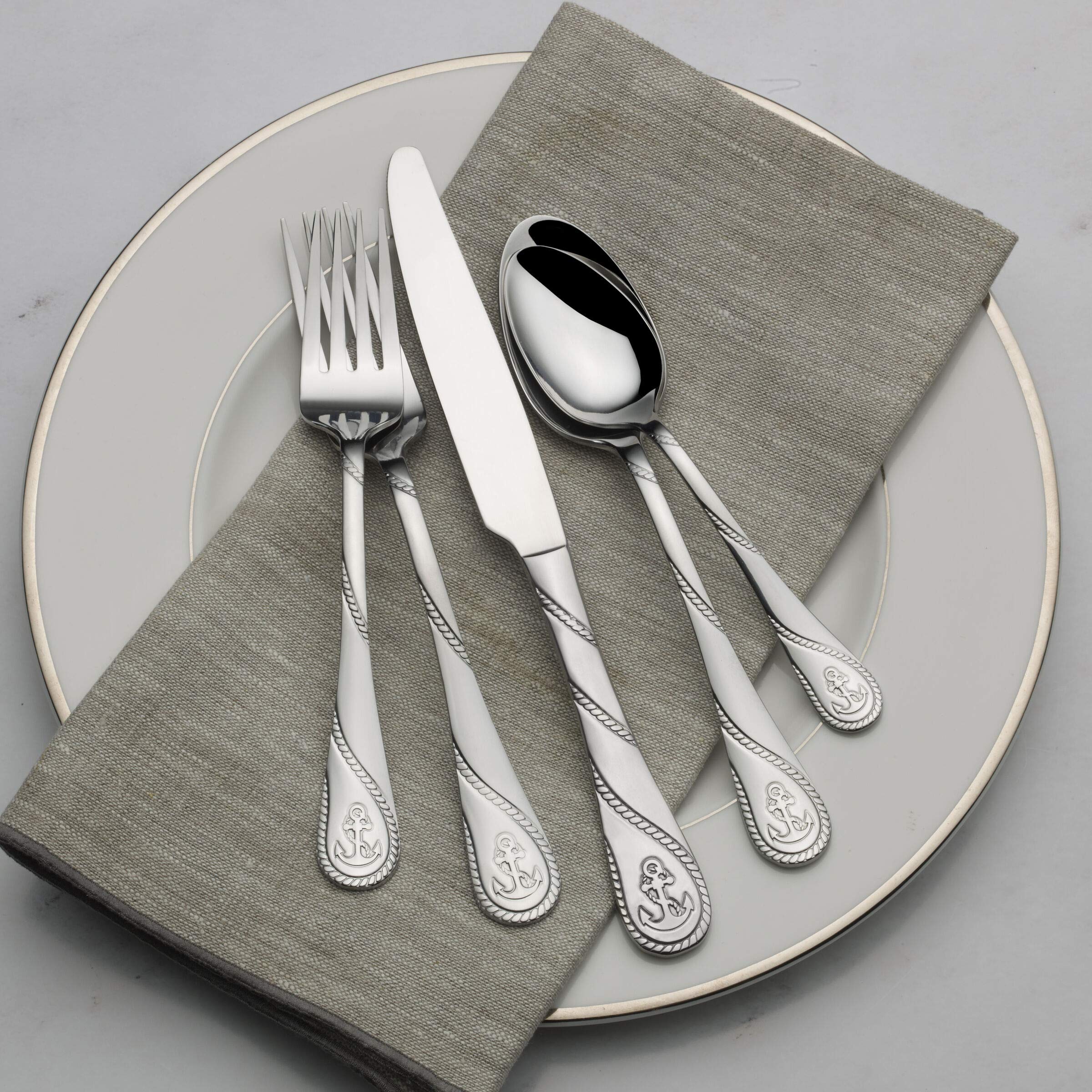 Towle Everyday Anchor Flatware Service For 4, 20 Piece Set, 18/0 Stainless Steel, Silverware Set