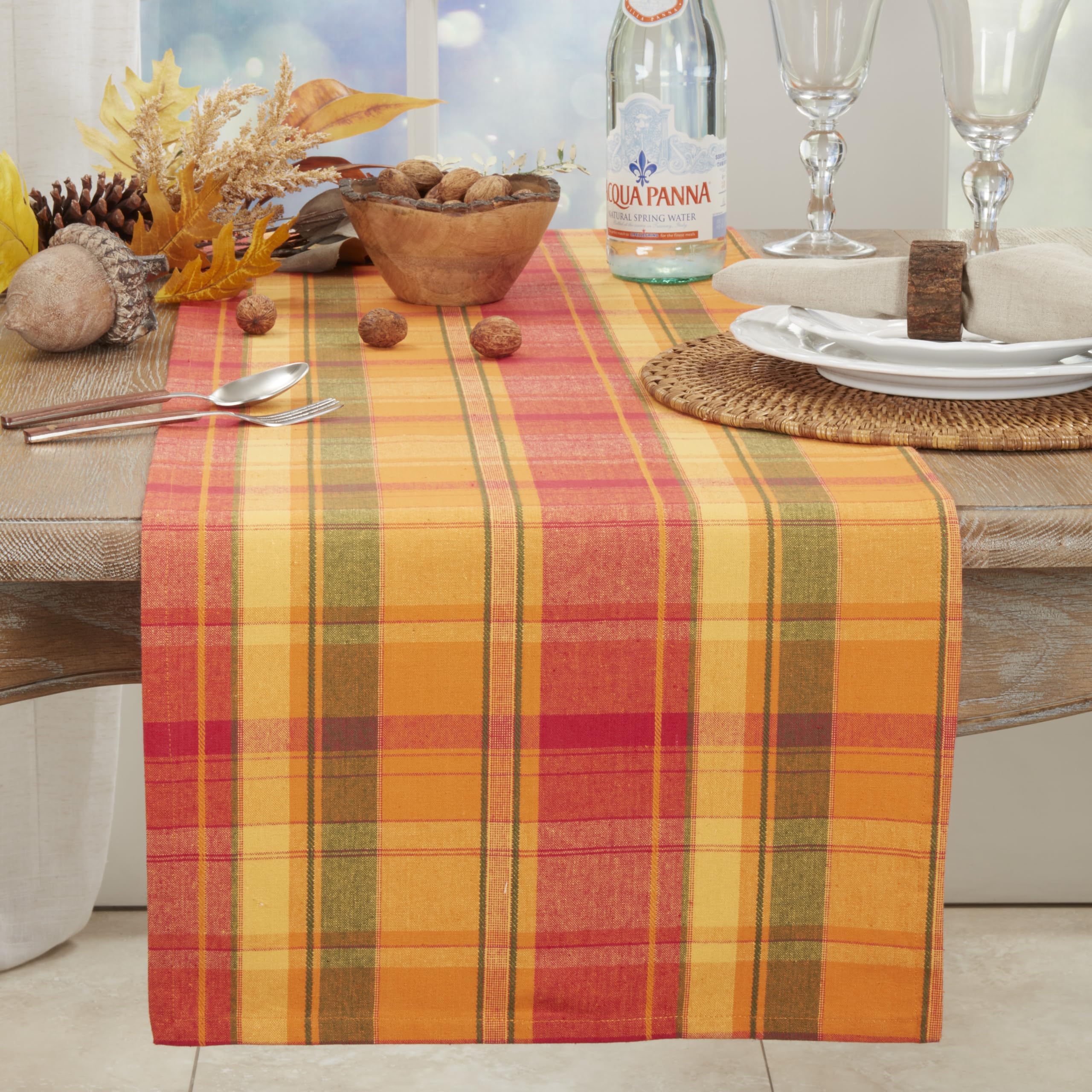Terracotta Orange Harvest Halloween Autumn Thanksgiving Holiday Design Table Runner, 16'' X 90'' Rectangular, 100% Cotton, (1 Pi