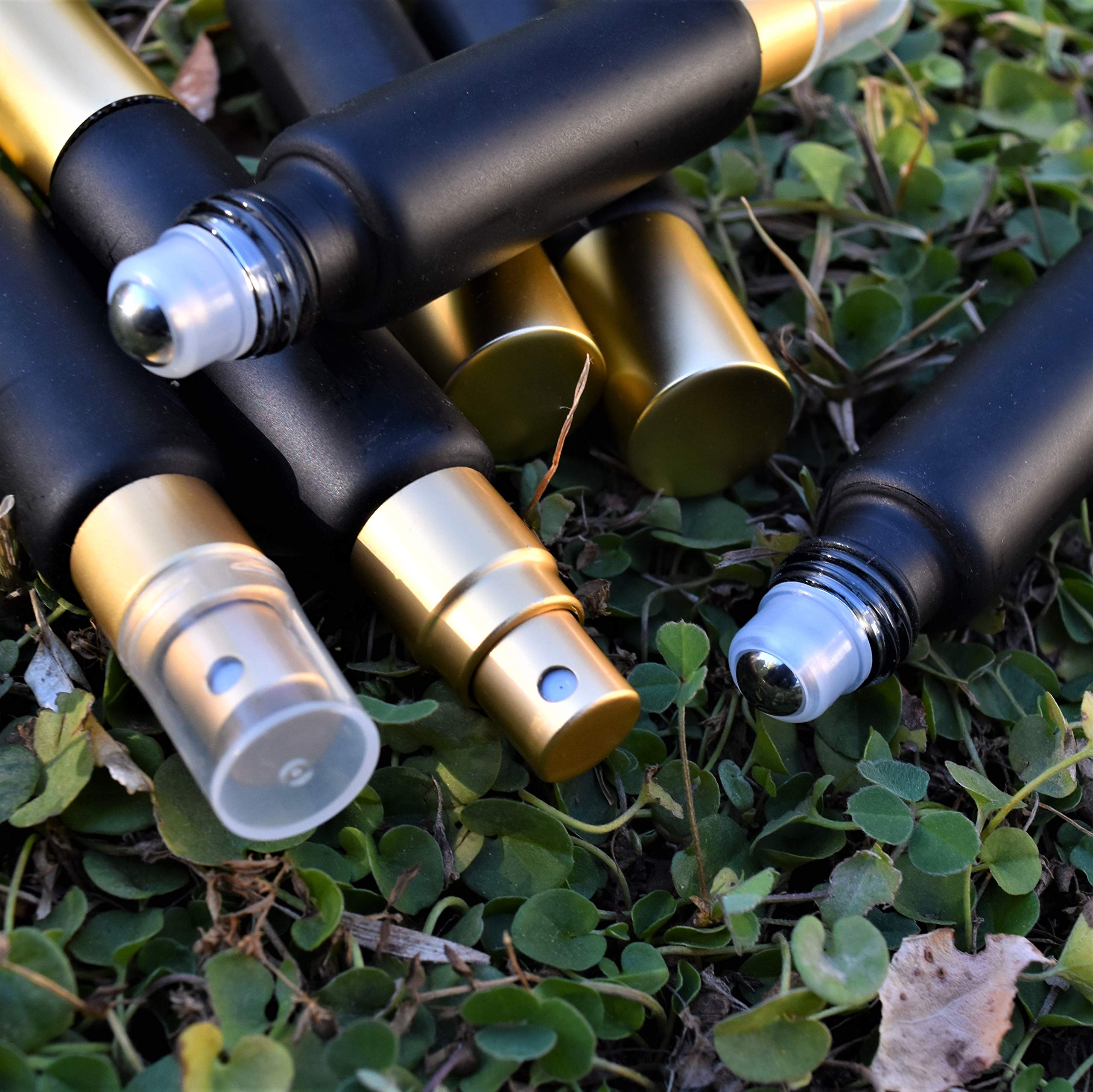 Black 10Ml Essential Oil Roller Sprayer Duo Bottles, Double Ended Stainless Steel Roller Balls For Essential Oils With Fine Mist