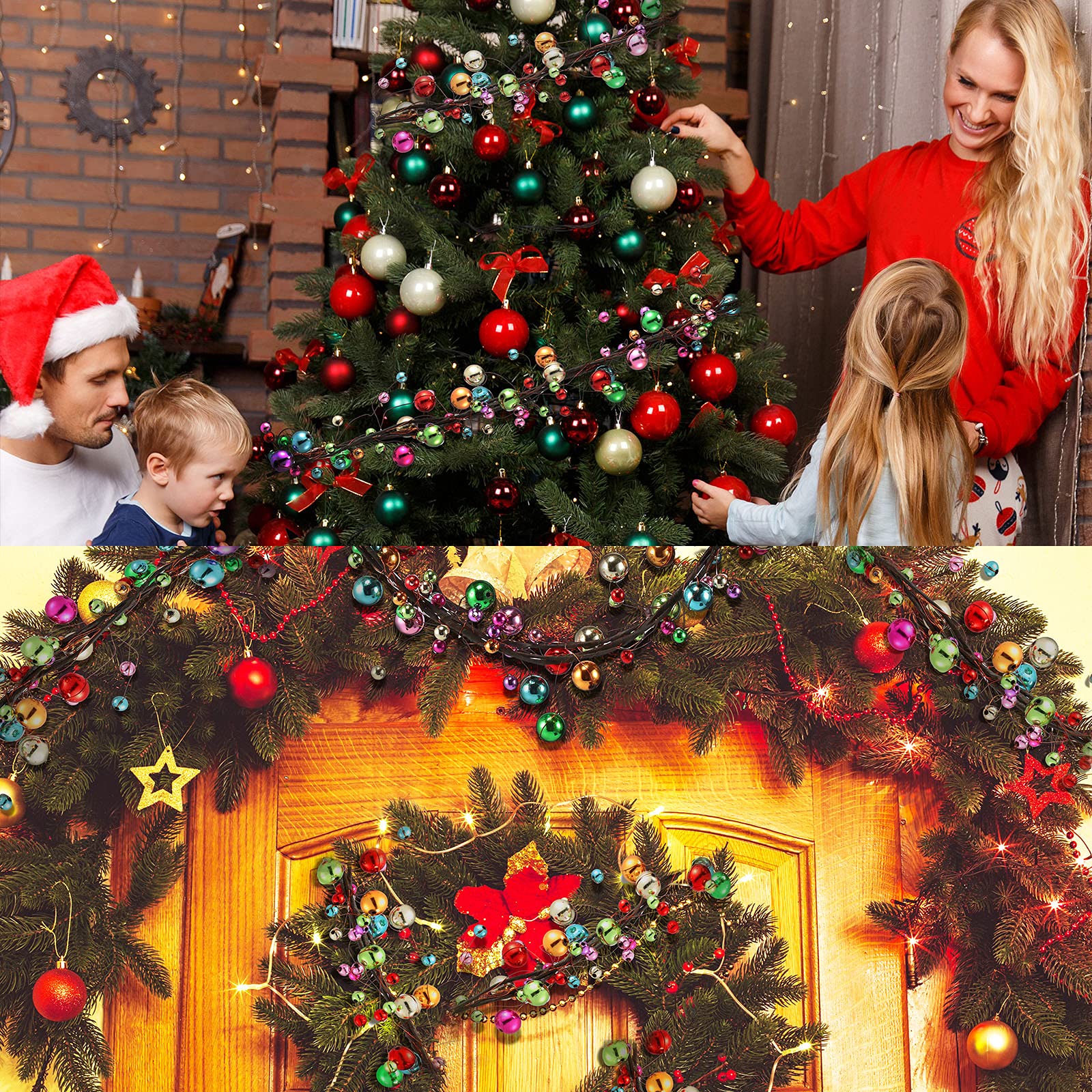 WILLBOND 9 ft Multicolor Christmas Ball Garland Ball Ornaments Hanging Baubles Ornament for Xmas Christmas Tree Fireplace Wreath