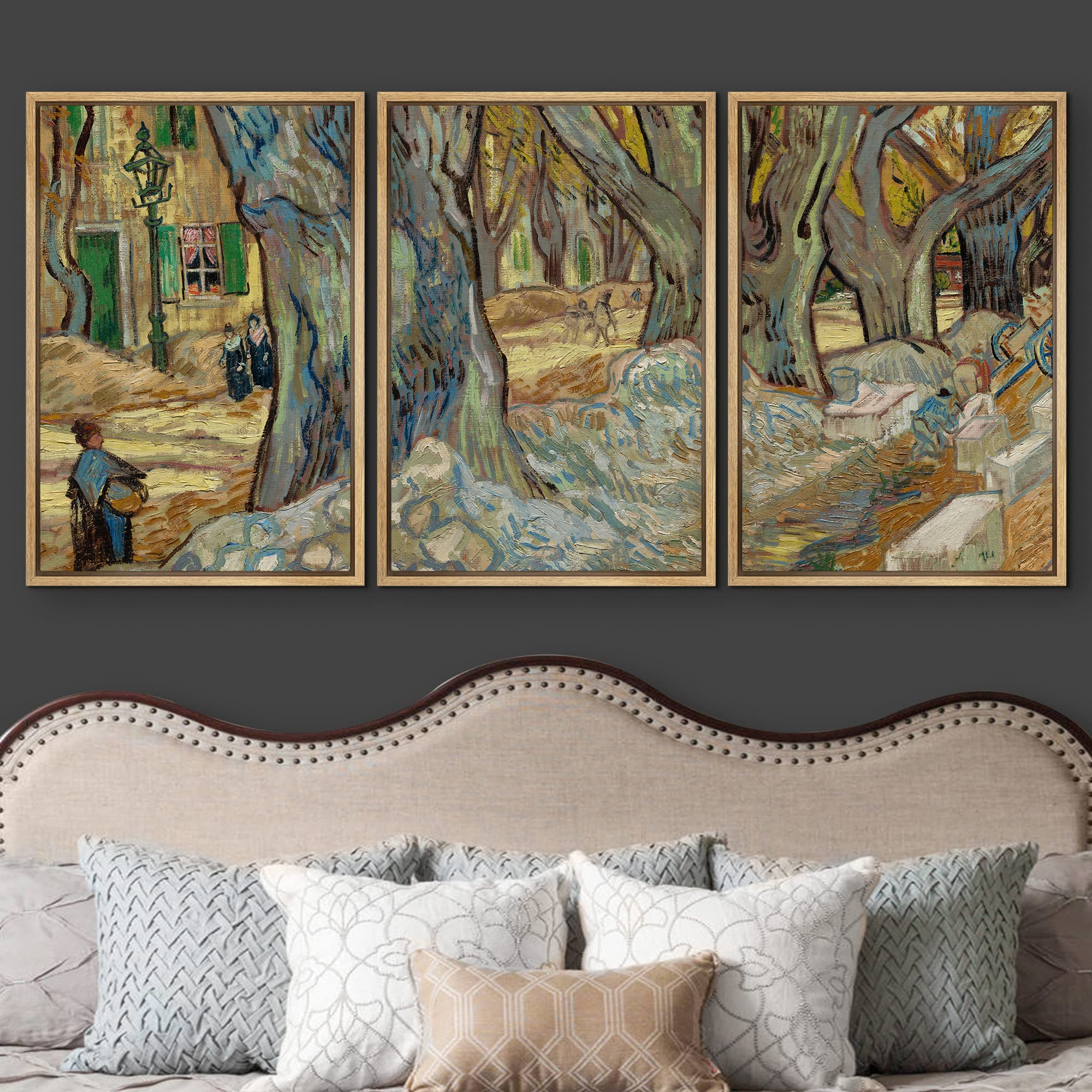 Wall26 Framed Canvas Print Wall Art Set The Large Plane Trees (Road Menders) Vincent Van Gogh Classical Illustrations Fine Art D