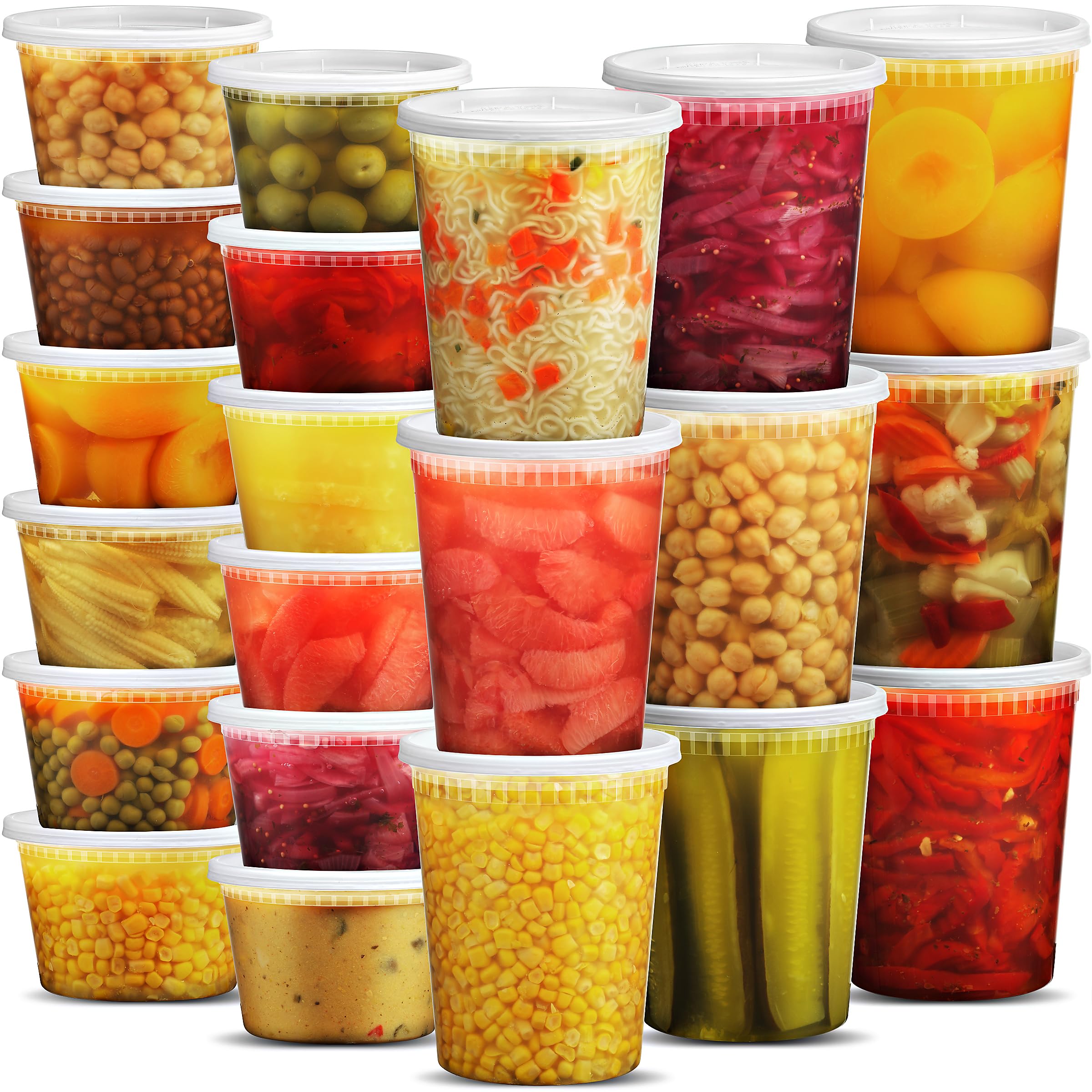 Joyserve Deli Food Containers With 54 Lids - (48 Sets) 24-32 Oz Quart Size & 24-16 Oz Pint Size For Airtight Takeout Meal Prep S