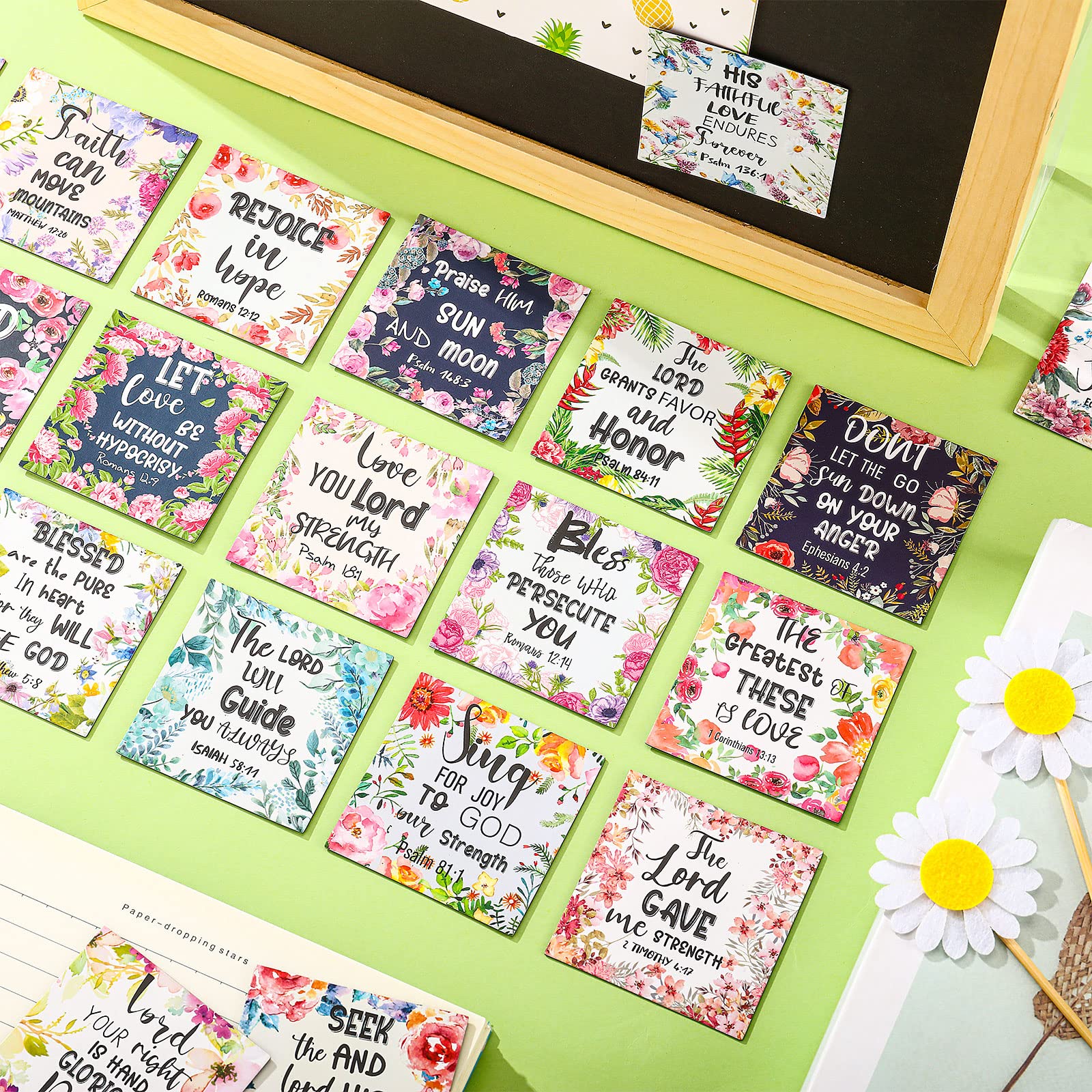 30 Pieces Inspirational Christian Magnets Bible Verses Refrigerator Magnets Floral Religious Motivational Fridge Magnet With Ful