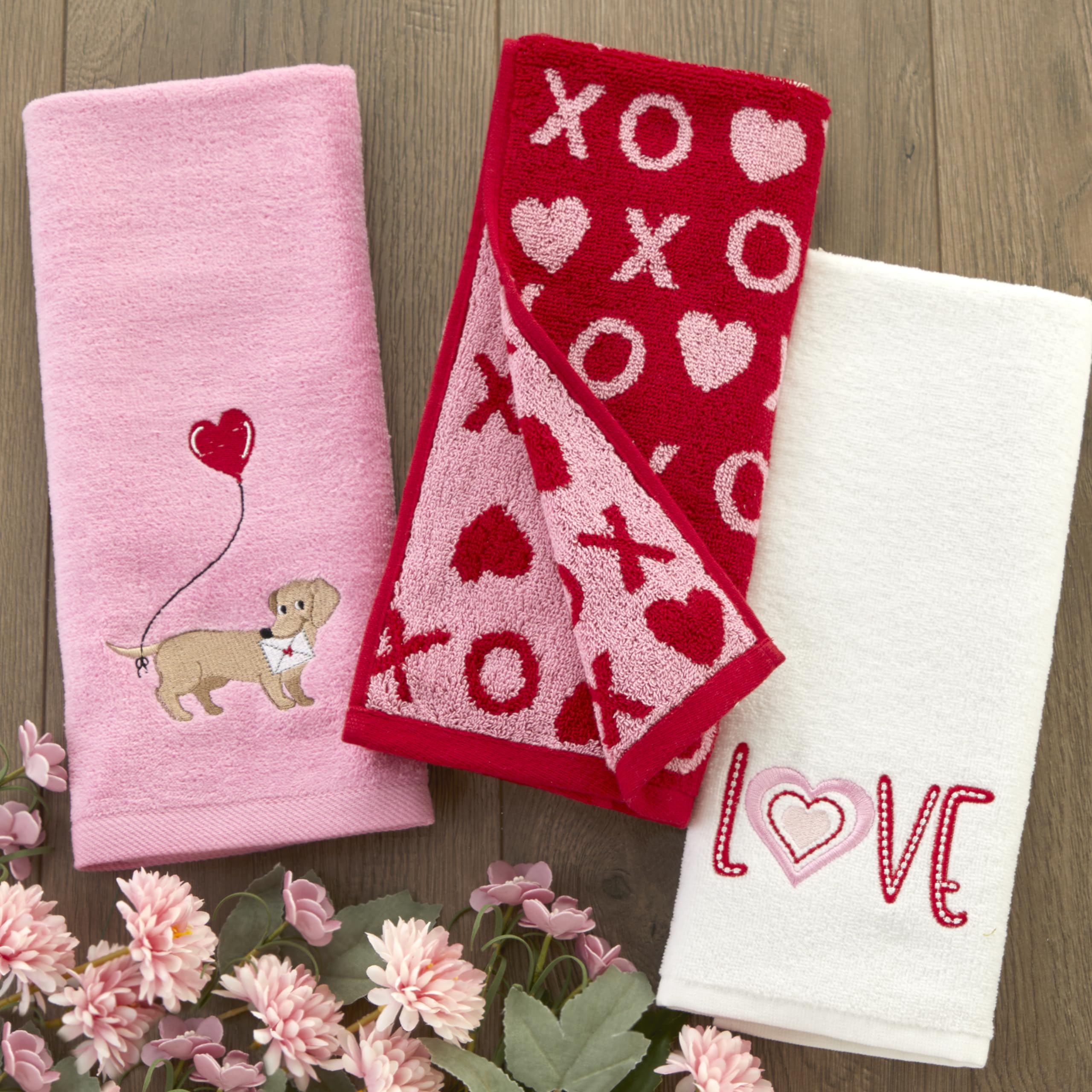 Skl Home Valentine'S Day Xs And Os Hand Towel Set, 2 Count
