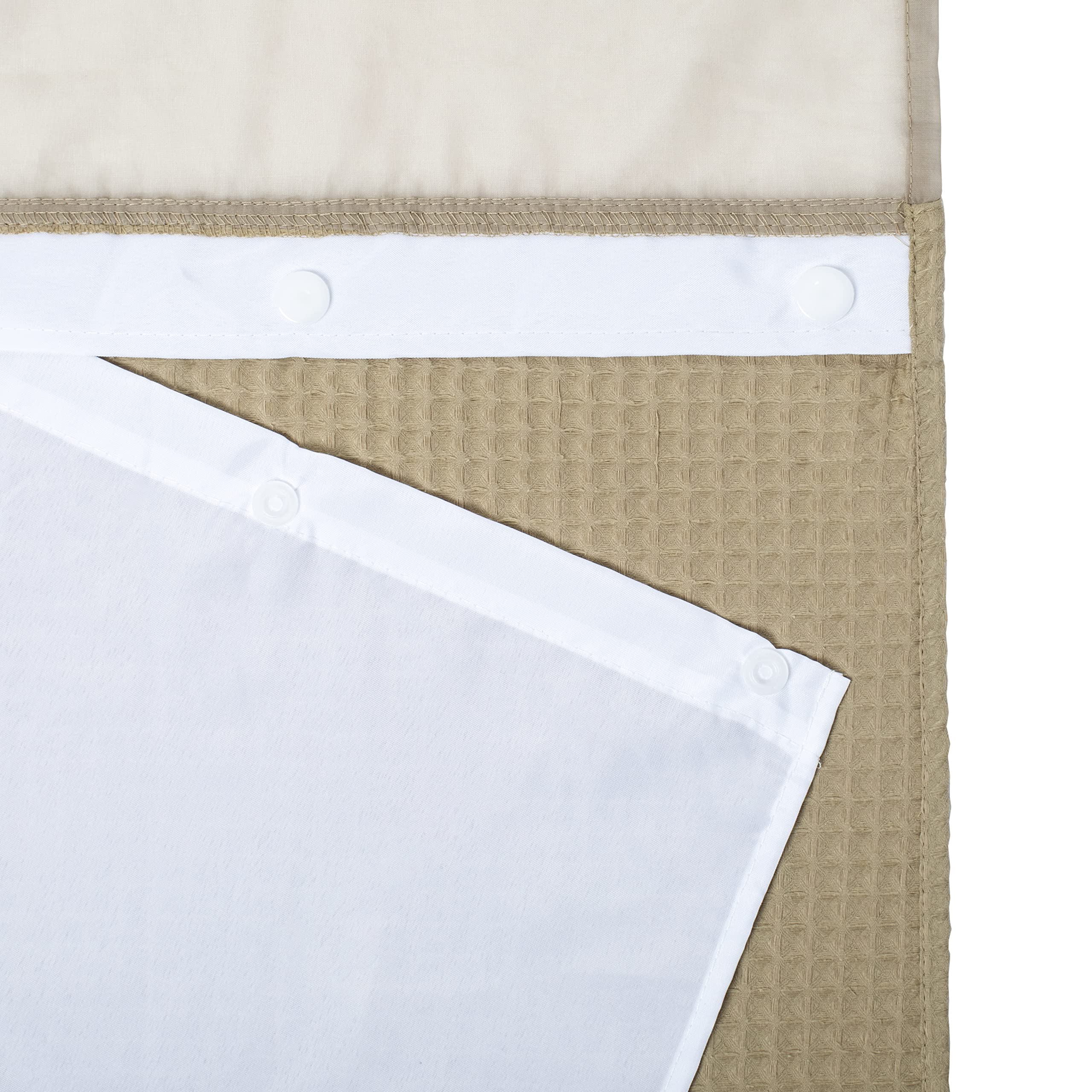 River Dream Linen Fabric Shower Curtain Set, Cotton Blend, Waffle Weave, With Snap In Replacement Liner,71 X 74 Inches