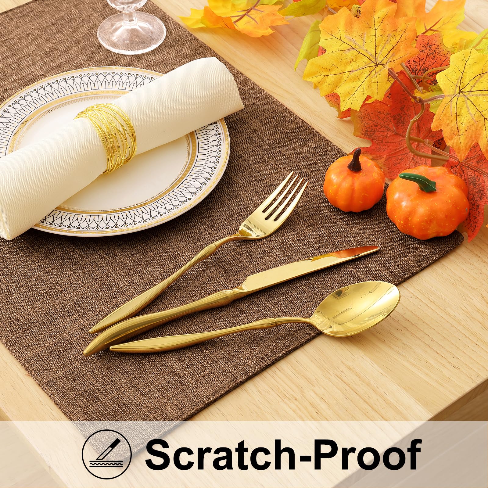 Homing Brown Cloth Placemats Set Of 4 - Cotton Linen Blend Washable Farmhouse Dining Table Mats For Indoors & Outdoors, Easy To